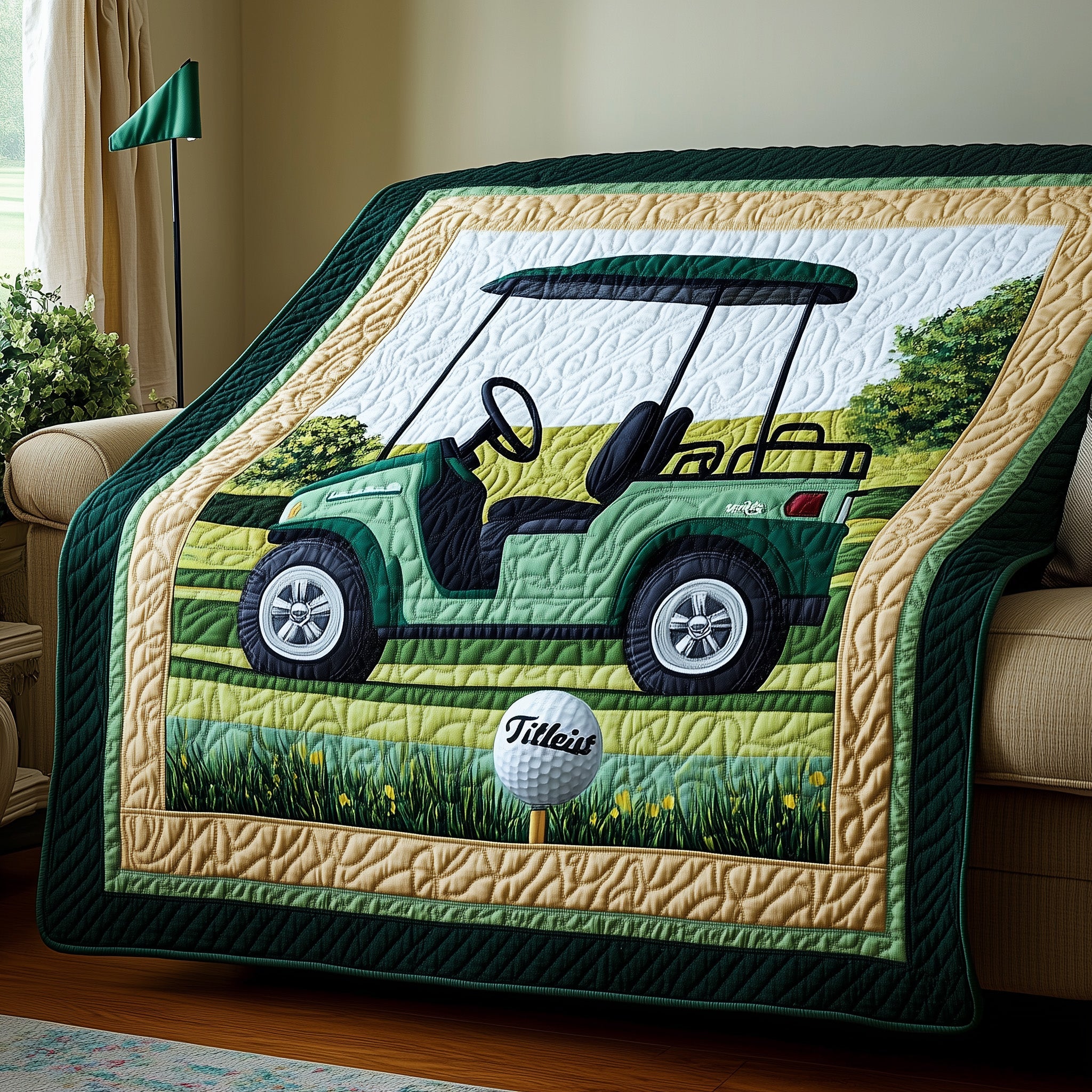 Golf Day Burst Quilted Blanket Cozy Christmas Quilted Blanket