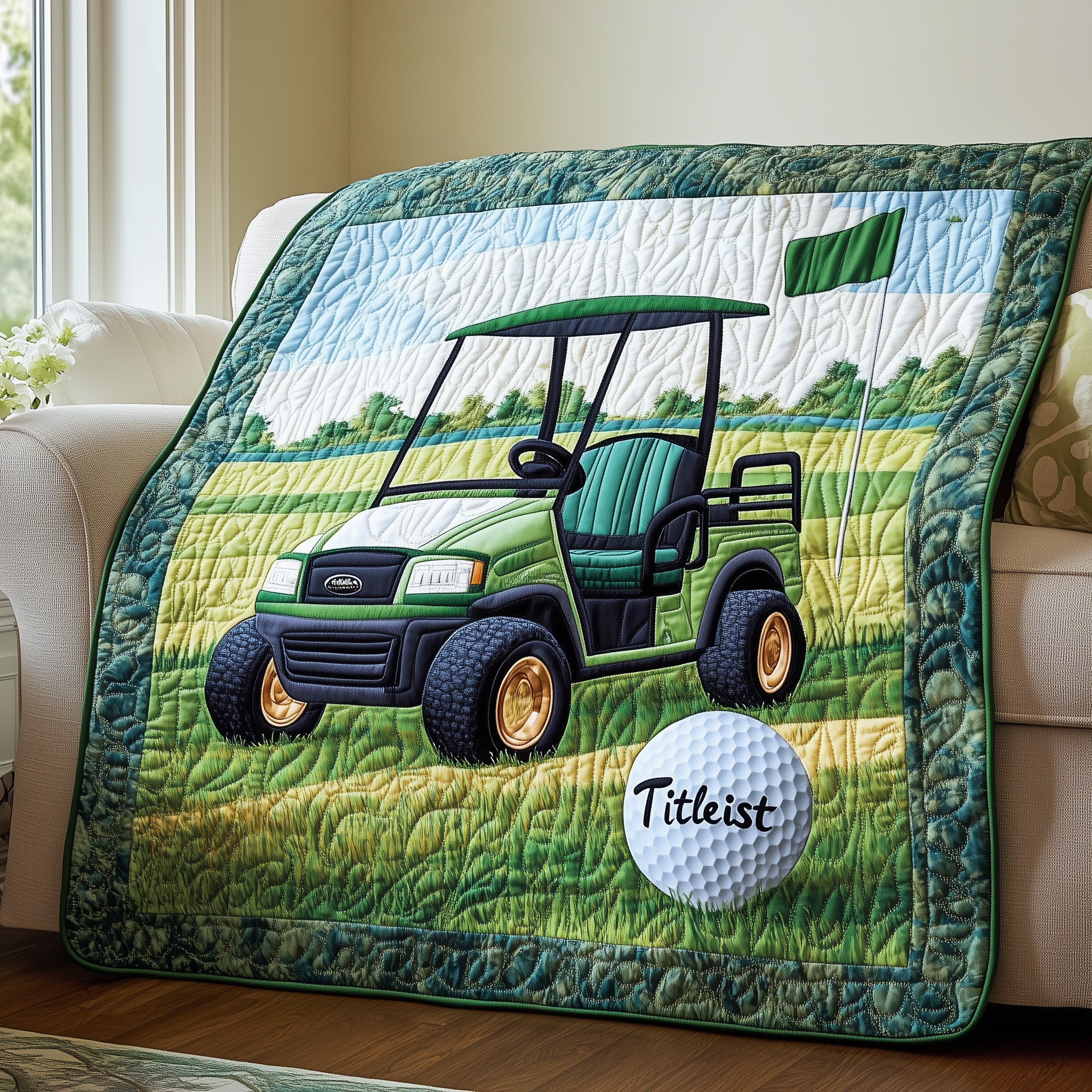 Golf Day Burst Quilted Blanket Cute Bed BlanketGift For Golf Lover Christmas