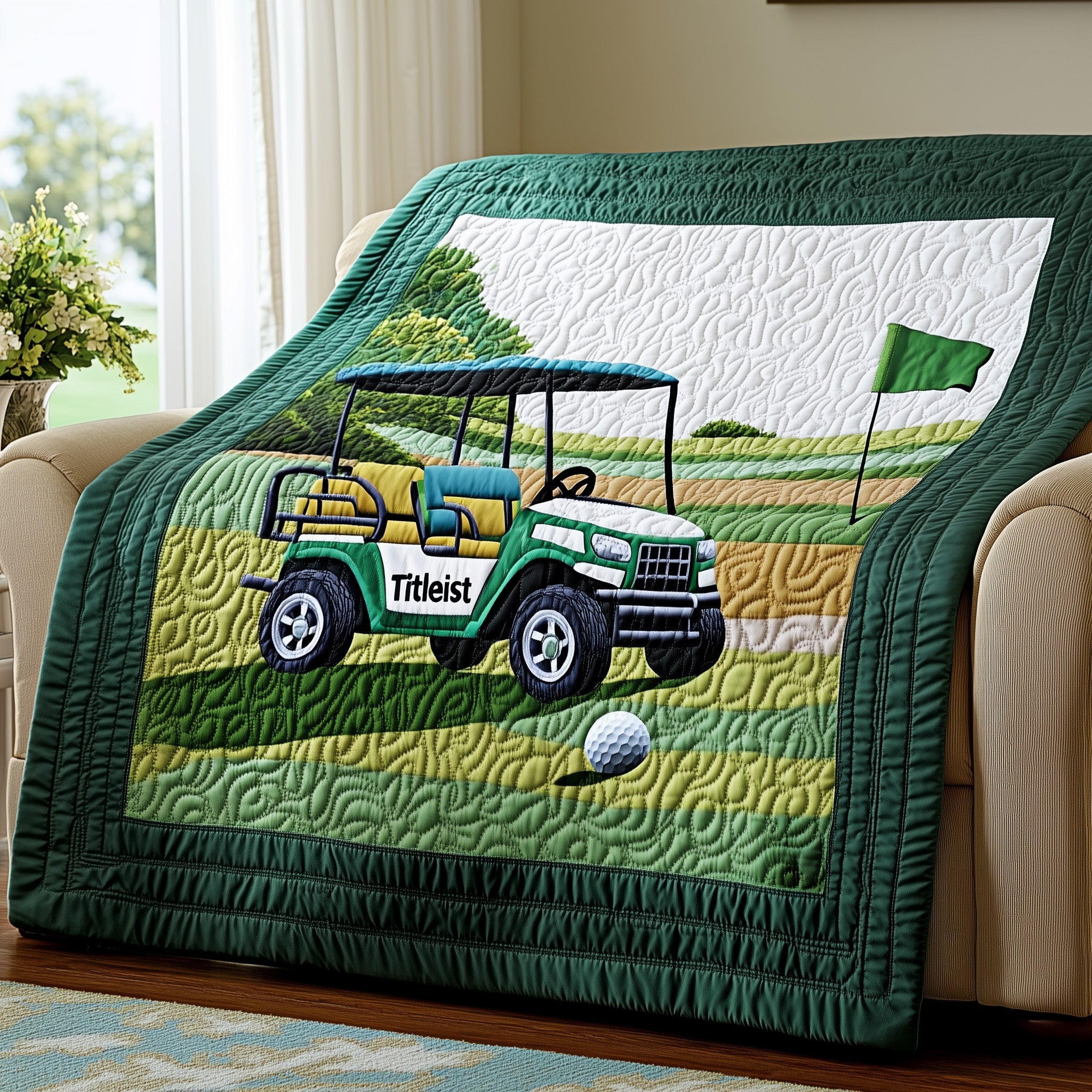 Golf Day Burst Quilted Blanket Festive Quilted Blanket for Couch & Bed