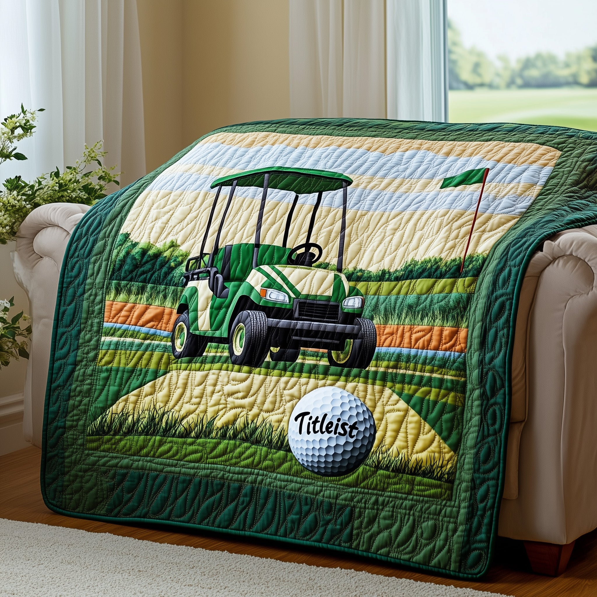 Golf Day Burst Quilted Blanket Holiday Season Quilted Throw Blanket