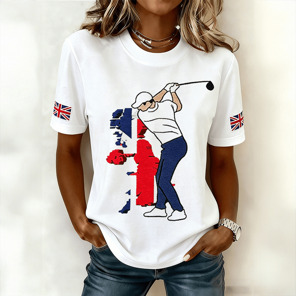 Golf Enthusiasts UK Flag T-Shirt Women's Clothing Gifts For Golf Lovers