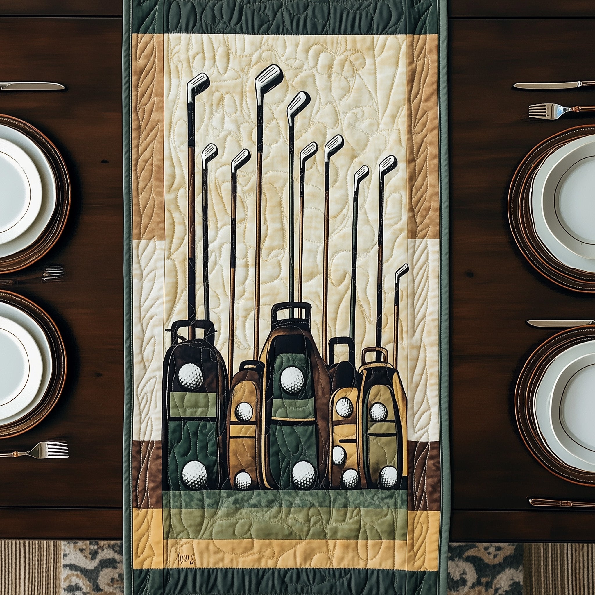 Golf Life Quilted Table Runner Christmas Table Runner for Family Meals