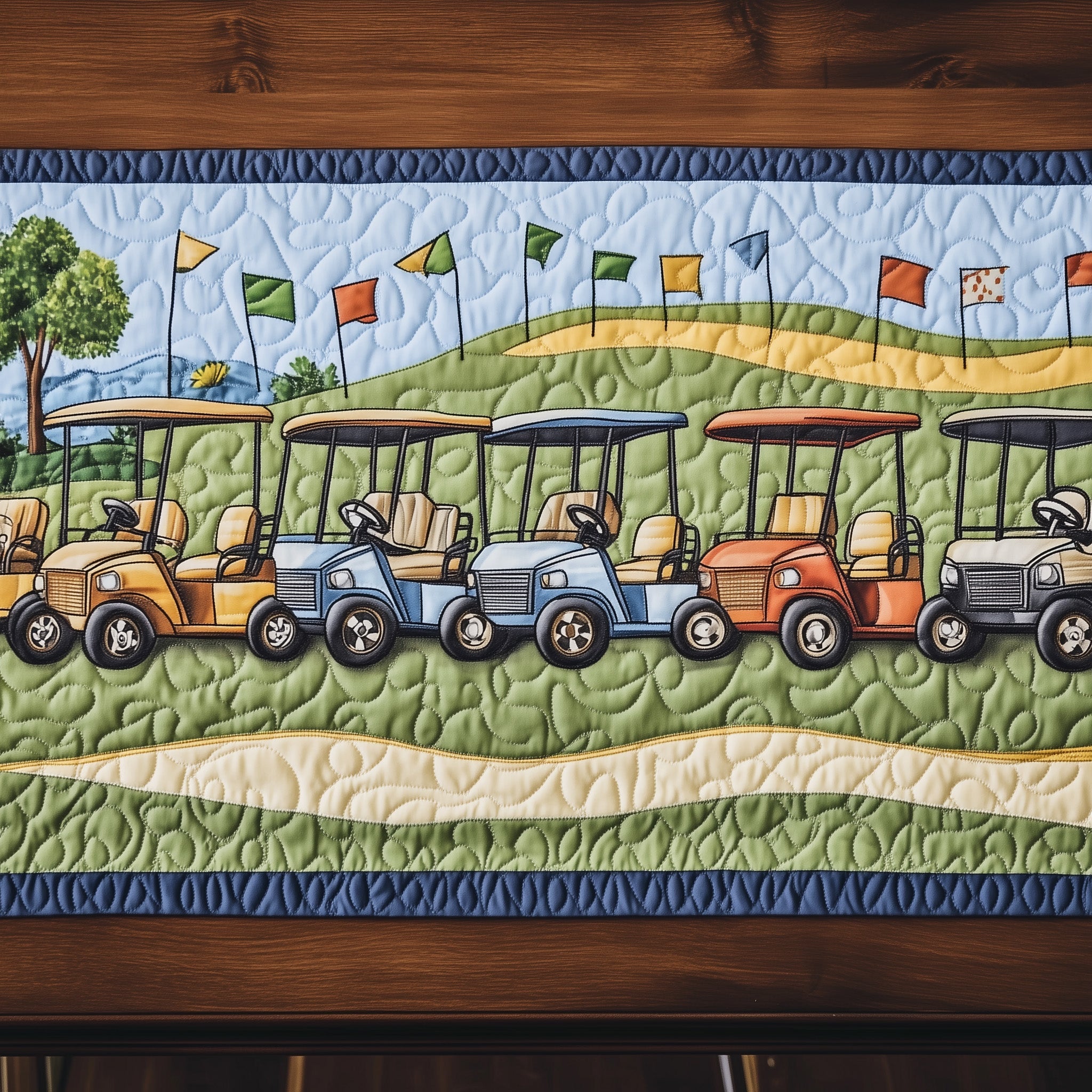 Golf Life Quilted Table Runner Festive Christmas Dining Room Table Runner