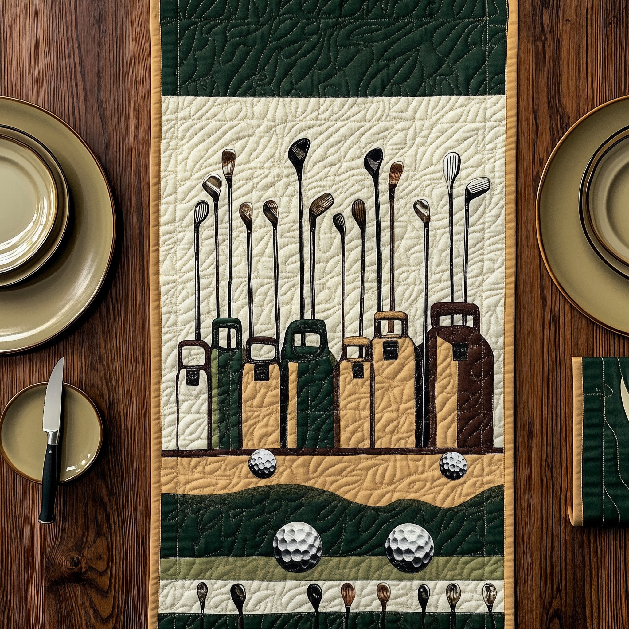 Golf Life Quilted Table Runner Holiday Table Runner for Kitchen Decor