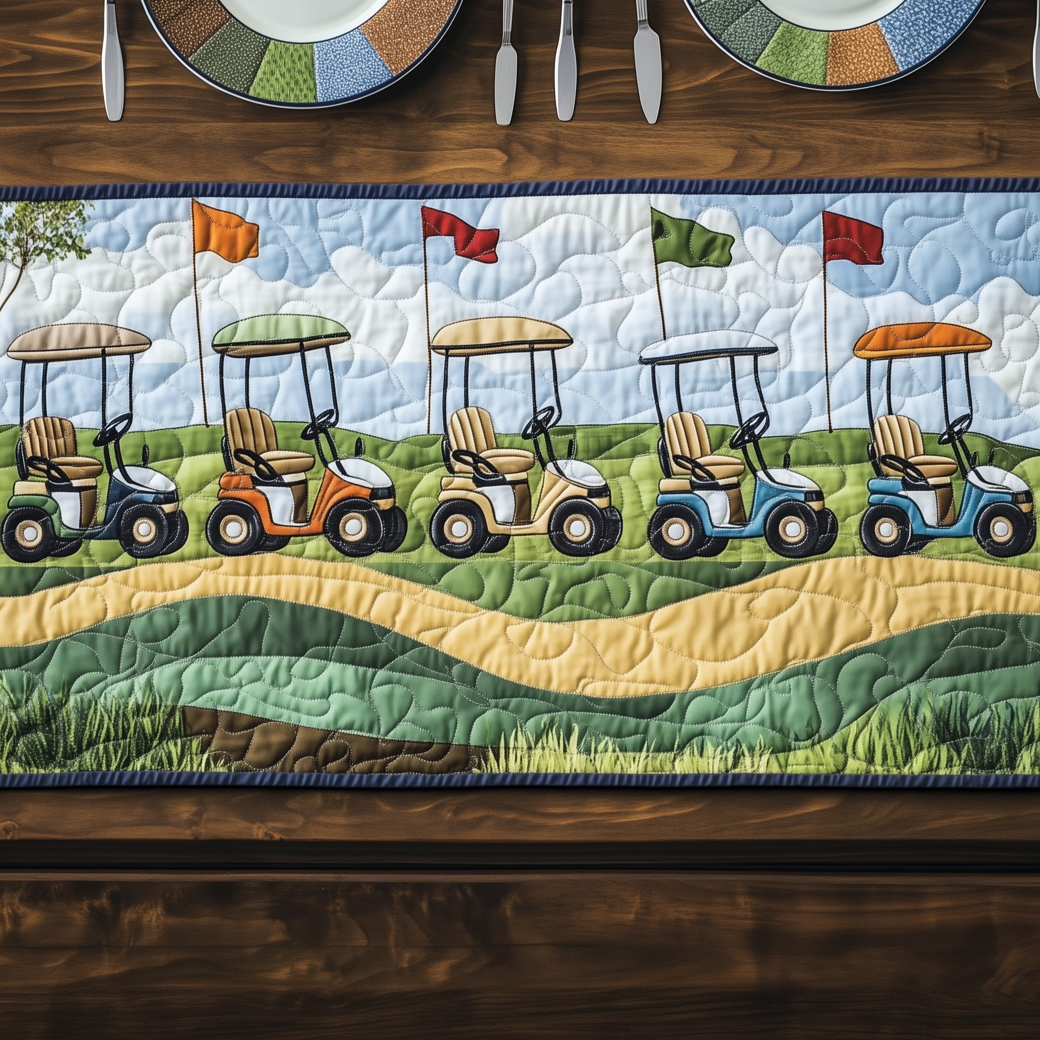 Golf Life Quilted Table Runner Seasonal Table Runner for Holidays