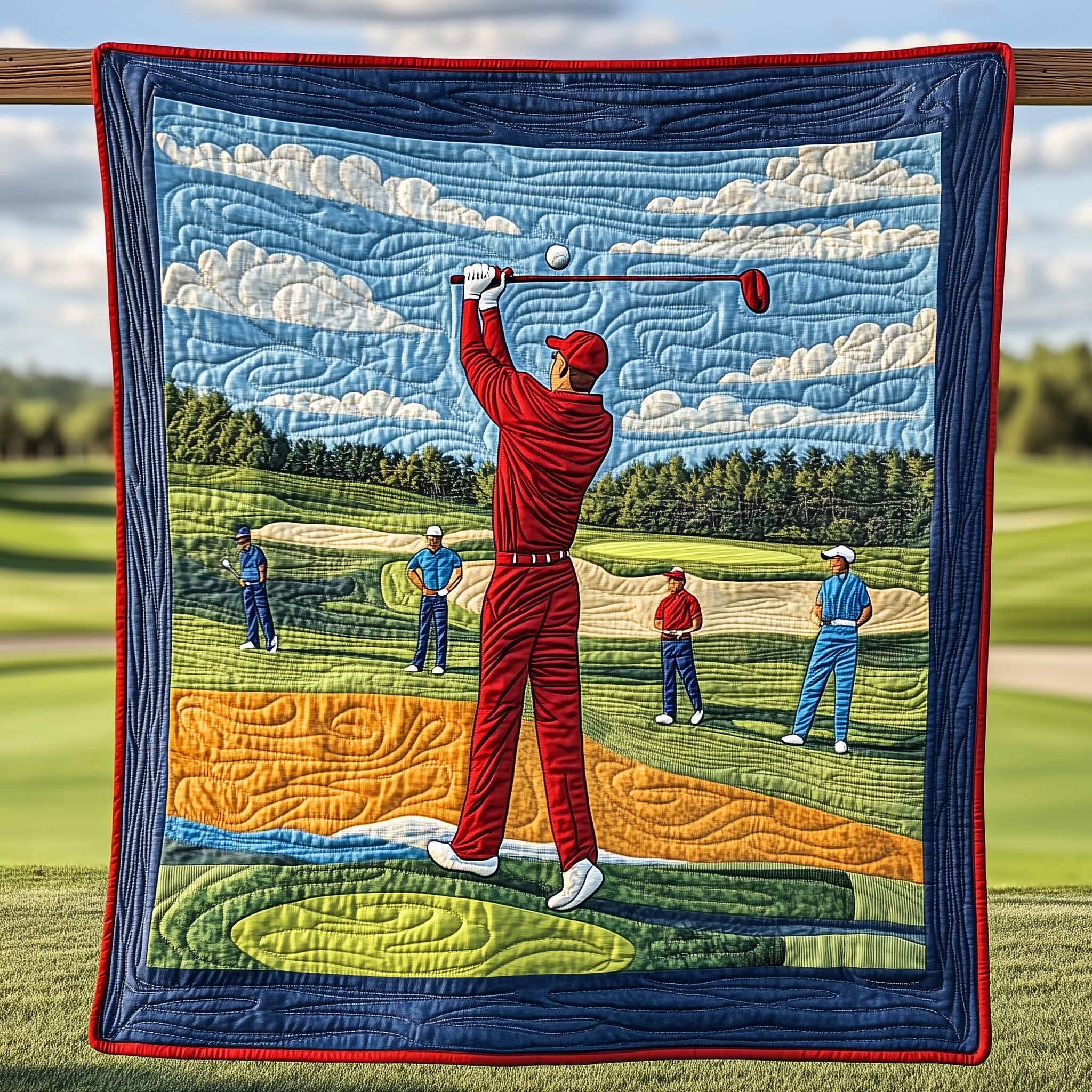 Golf Motion Mastery Quilted Blanket Holiday Quilt Blanket Gift