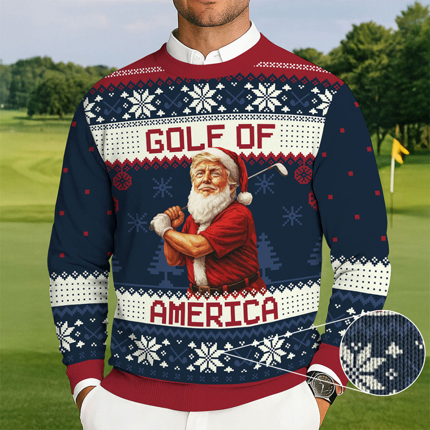 Golf Of America Ugly Sweater Christmas Golf Themed Golf Enthusiasts Xmas Gifts