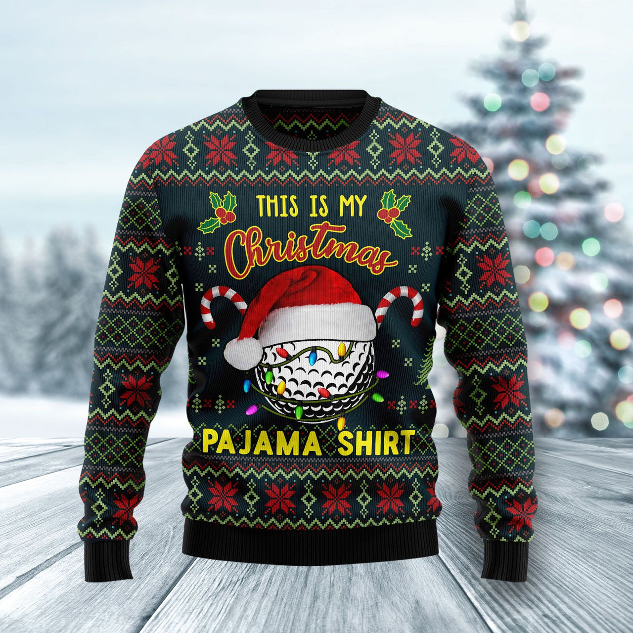 Golf Pajama Shirt Ugly Christmas Sweater Funniest Christmas Jumpers Men's For Golf Lovers