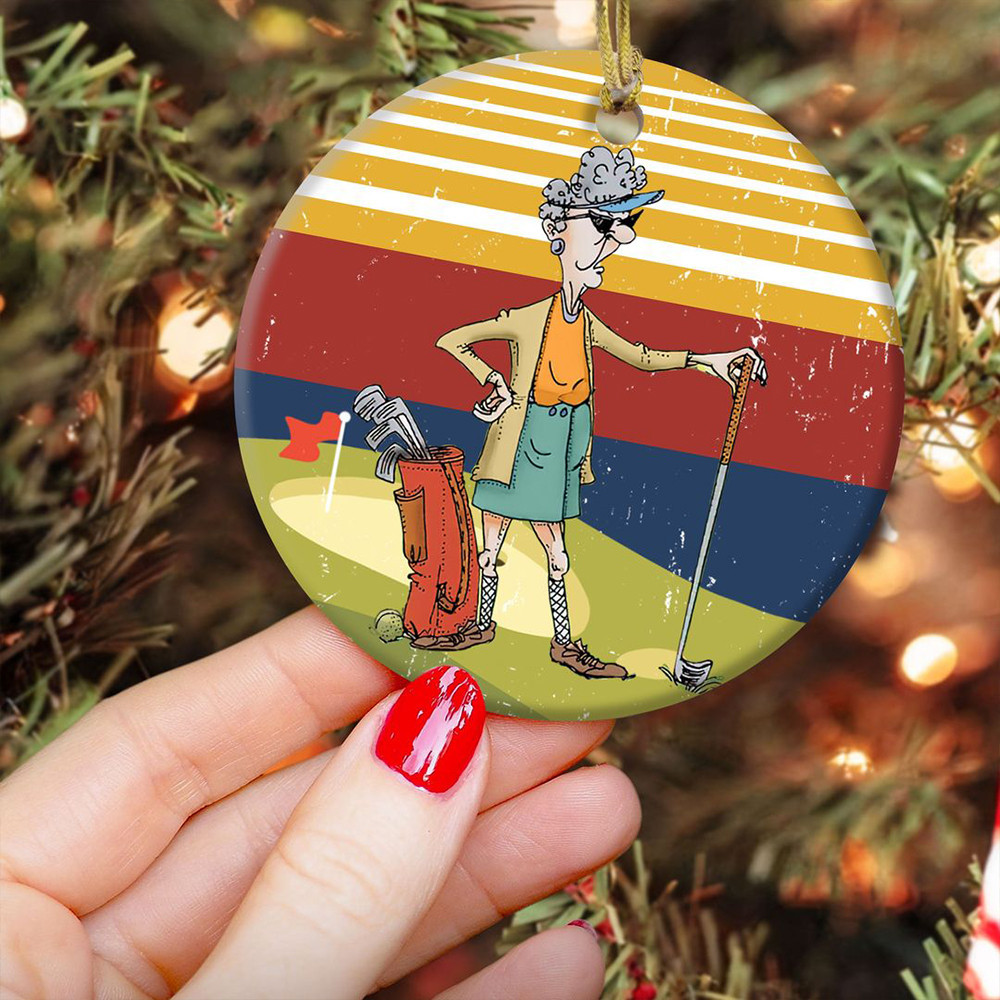 Golf Play Old Lady Ornament Golf Lover Funny Christmas Tree Ideas Gifts For Grandma