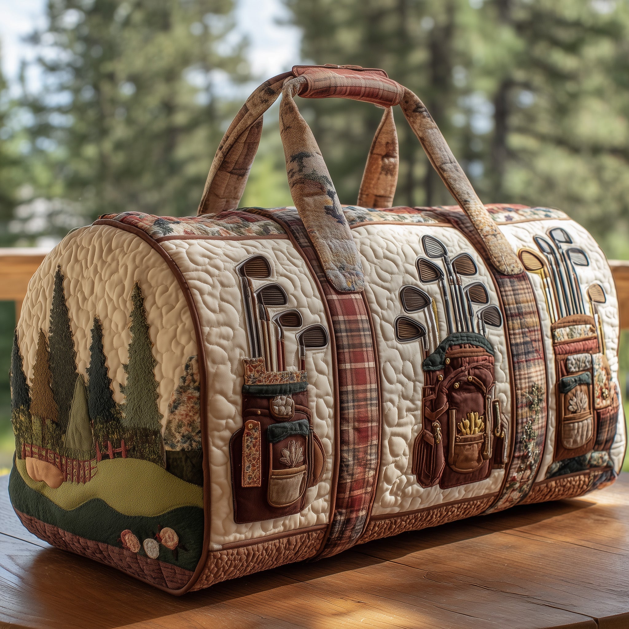 Golf Retreat Quilted Duffle Bag For Carry On Use