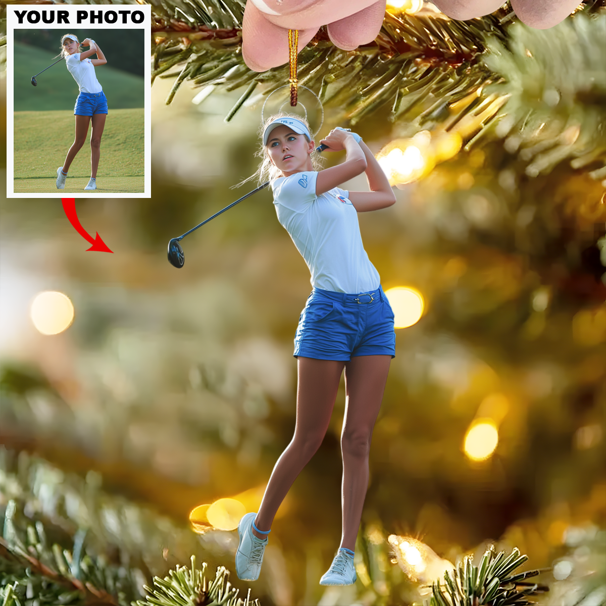 Golf Swing Pro Personalized Photo Mica Ornament Christmas Gift For Golf Players