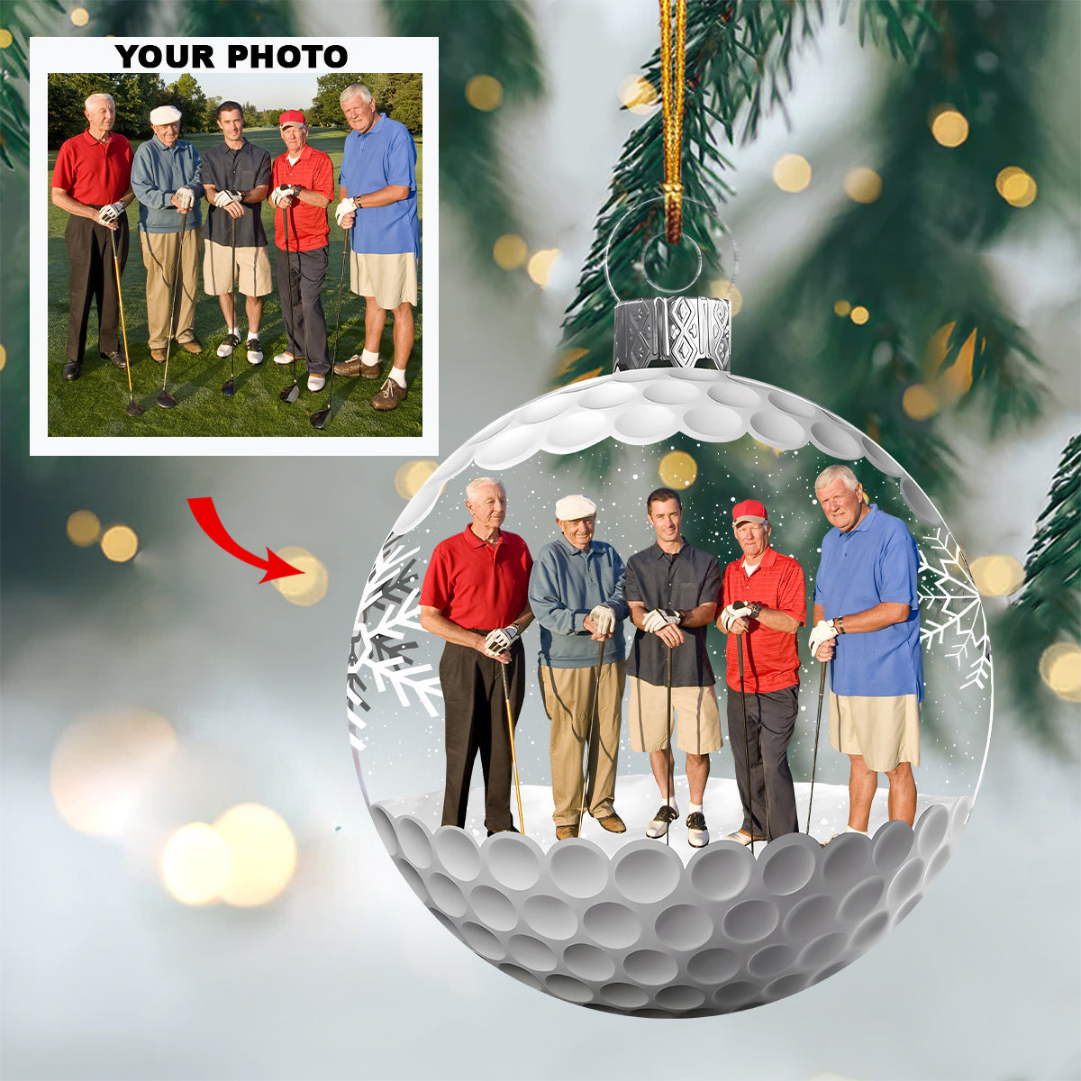 Golf Team Personalized Photo Mica Ornament Christmas Gift For Golf Lover