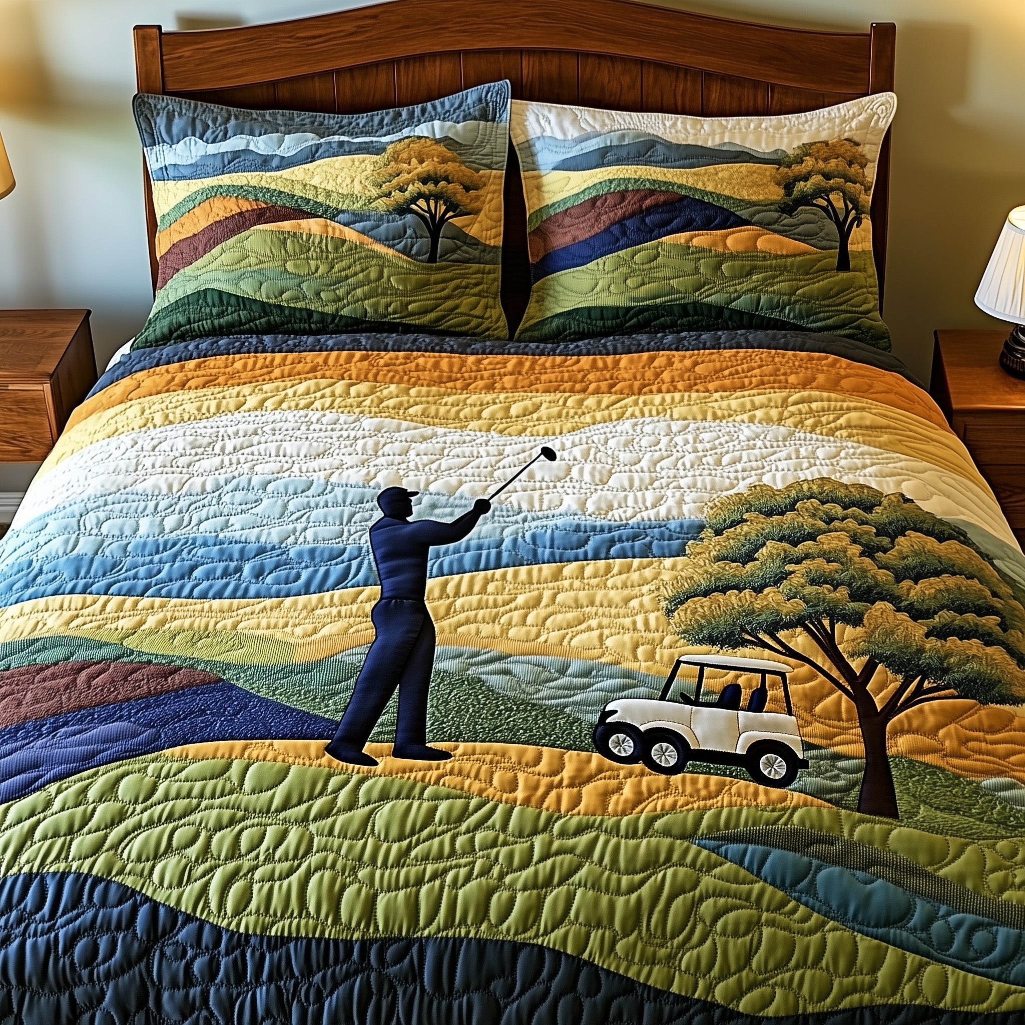 Golfer Dreams Quilted Bedding Set Duvet Cover Merchandise Best Golf Christmas Presents