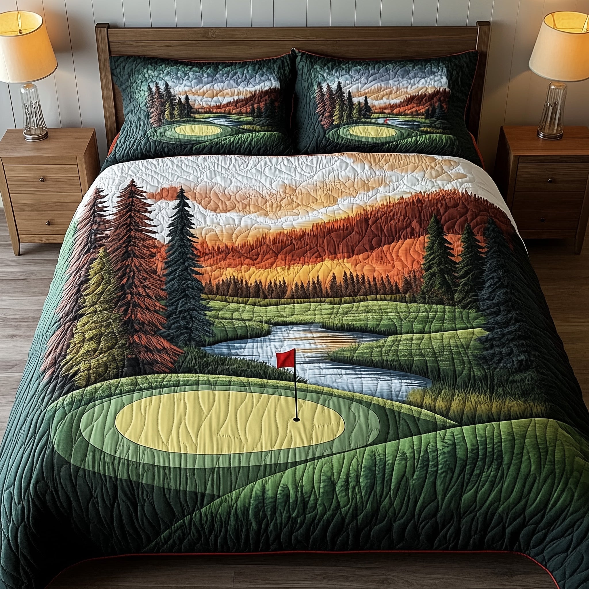 Golfer Dreams Quilted Bedding Set Duvet Cover Merchandise Best Golf Presents For Dad