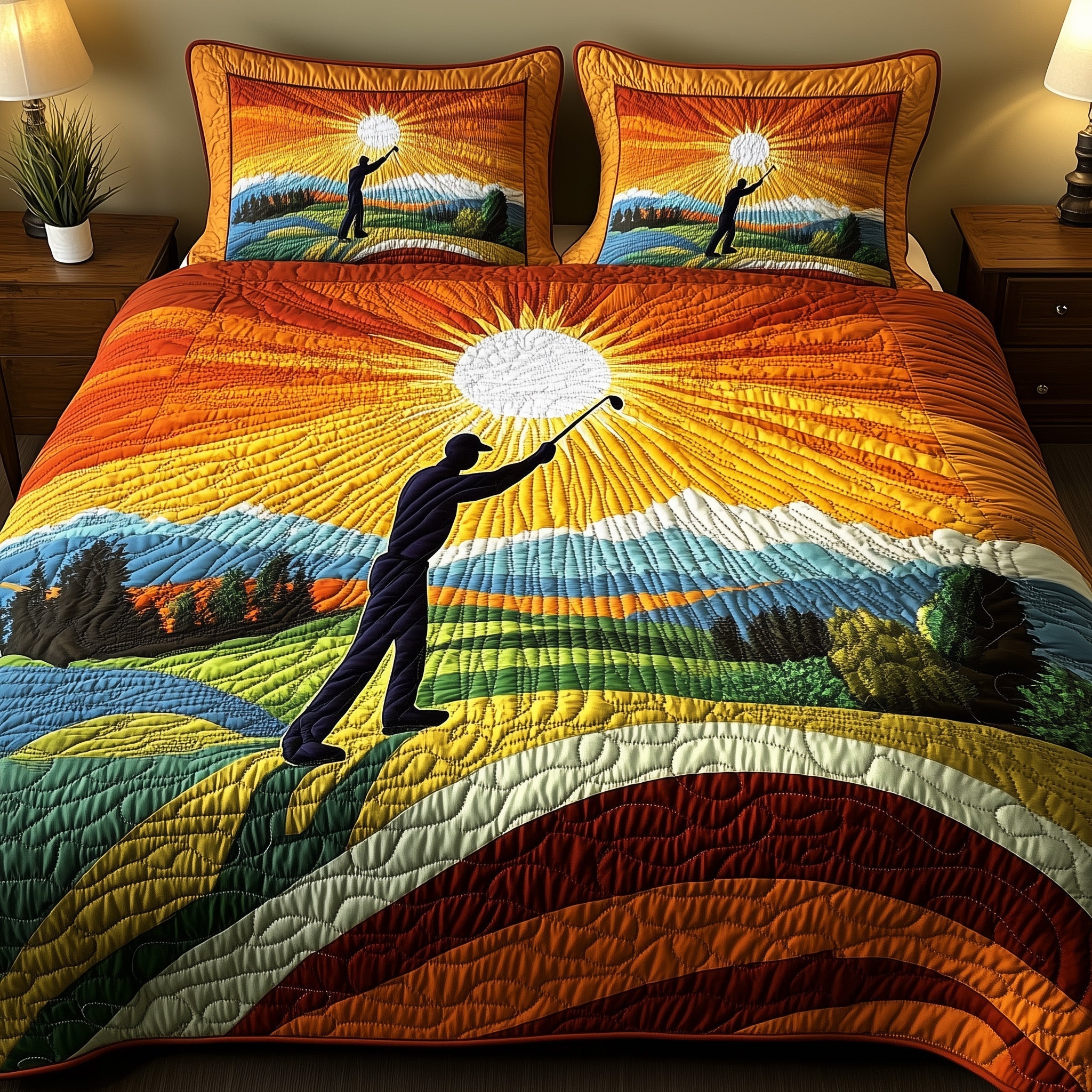 Golfer Dreams Quilted Bedding Set Duvet Cover Merchandise Best Golf Xmas Gifts
