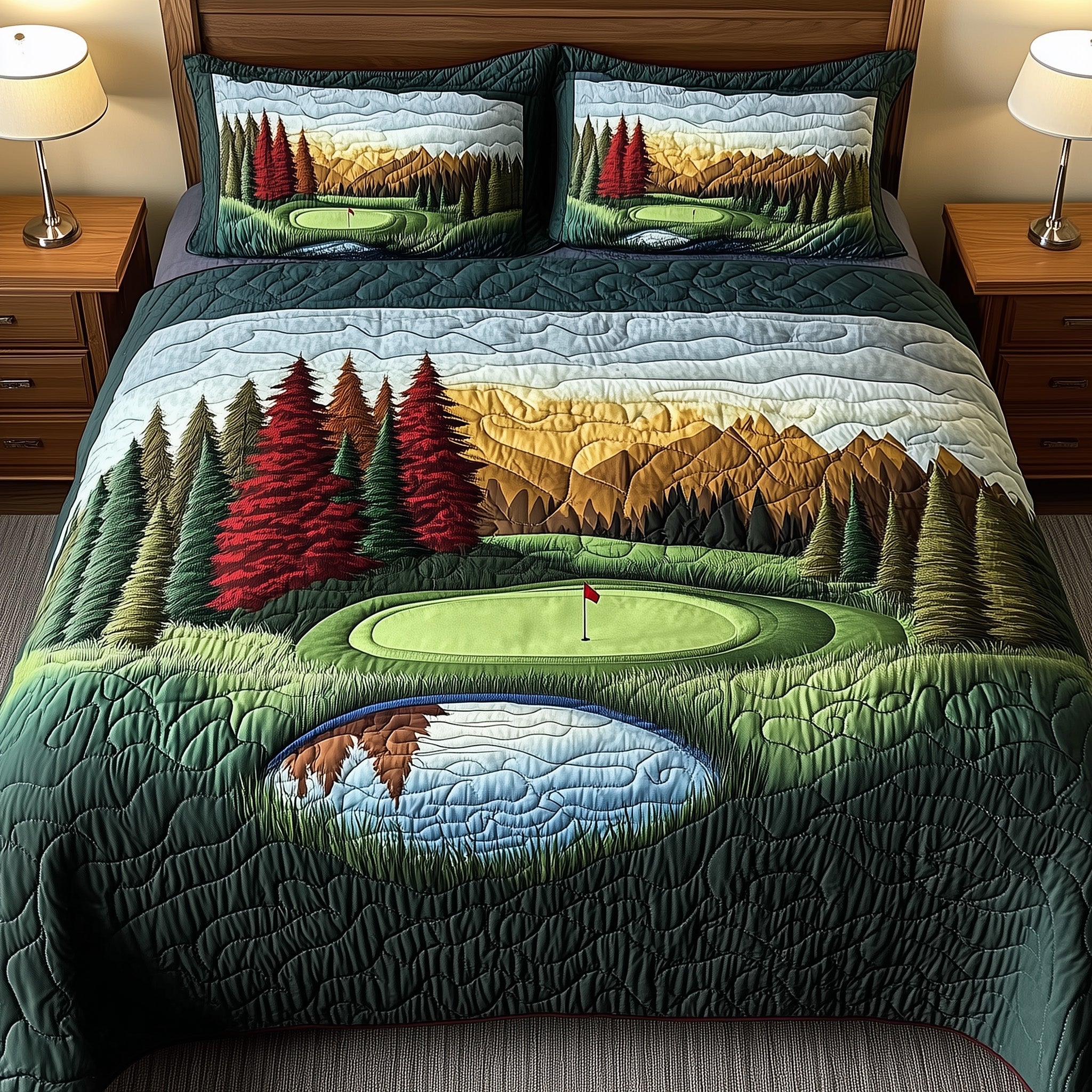 Golfer Dreams Quilted Bedding Set Duvet Cover Merchandise Best Golfer Christmas Gifts