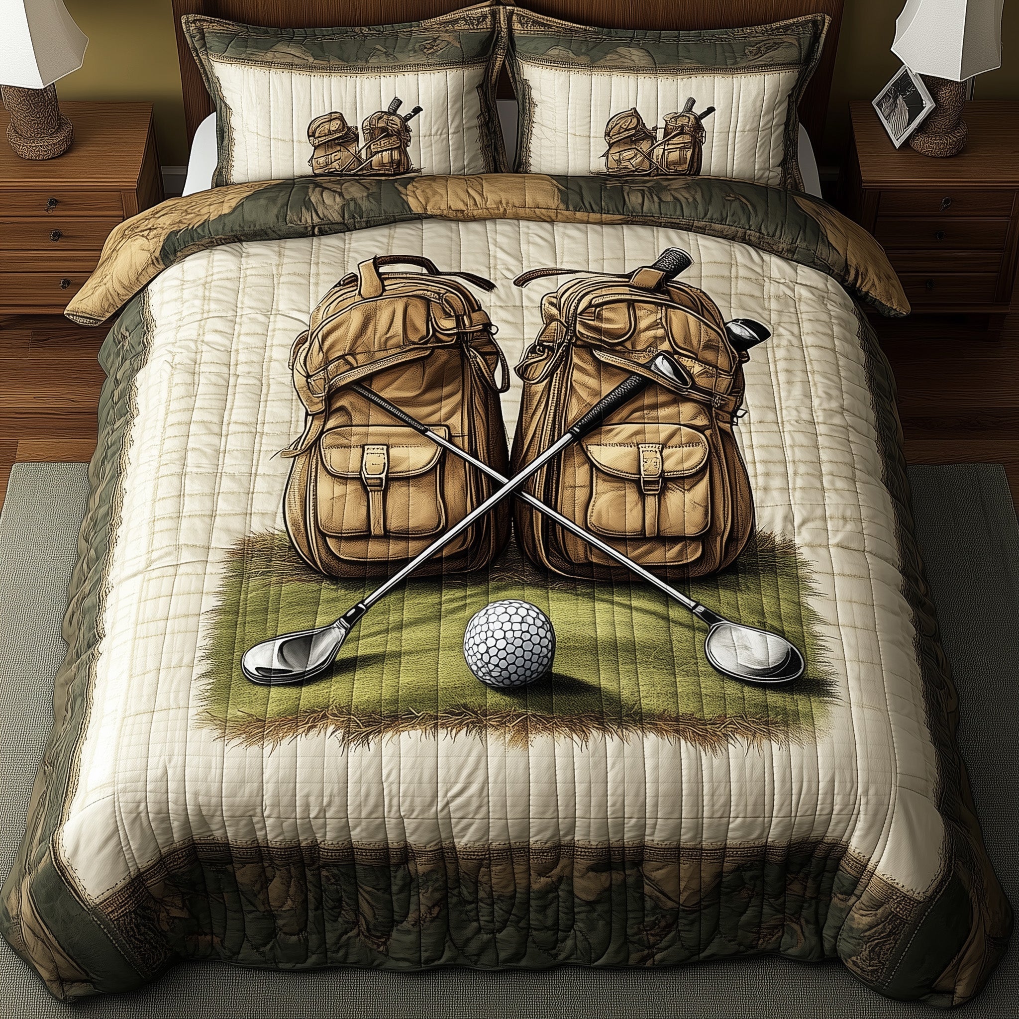Golfer Dreams Quilted Bedding Set Duvet Cover Merchandise Cool Golf Gifts For Christmas
