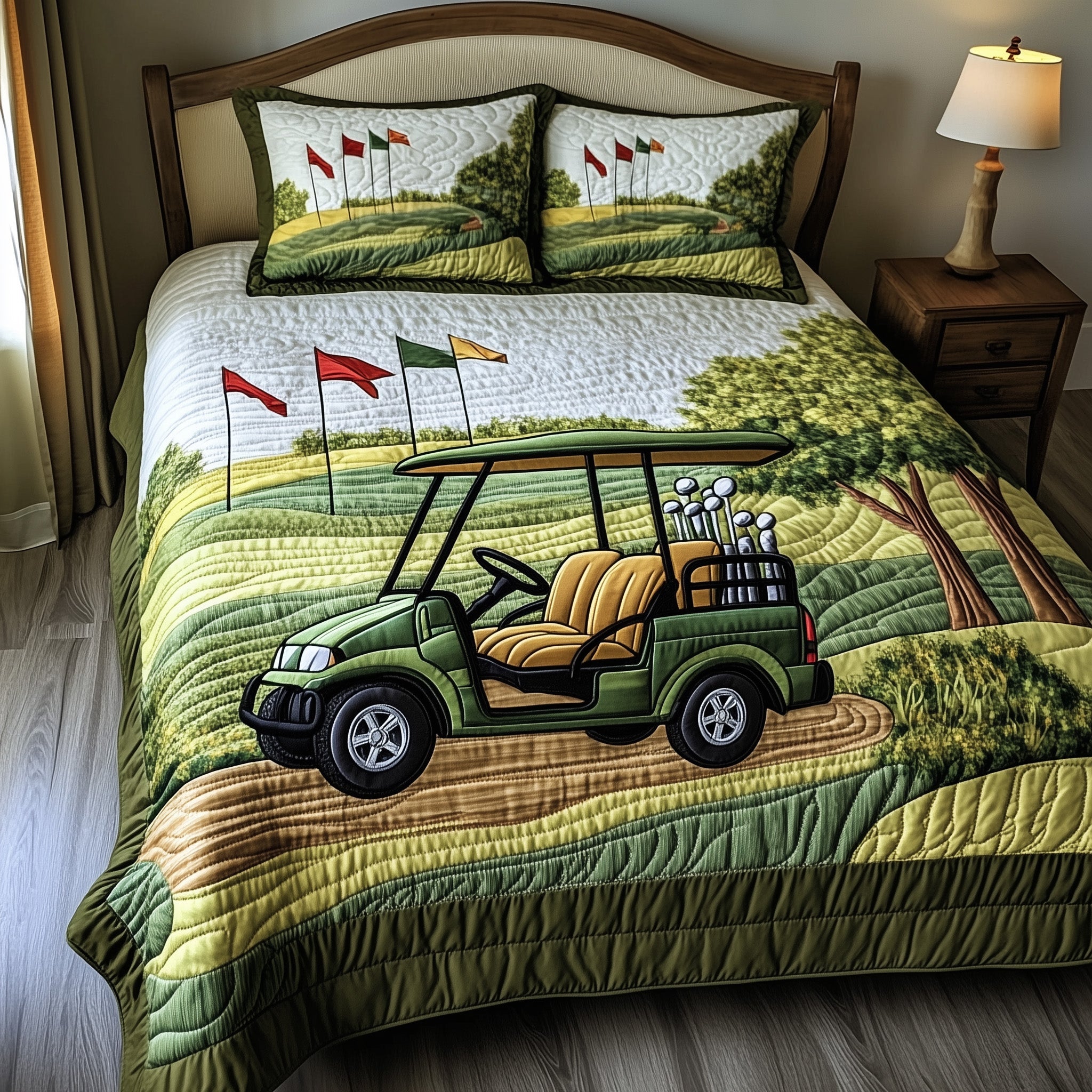 Golfer Dreams Quilted Bedding Set Duvet Cover Merchandise Cool Golf Gifts For Dad