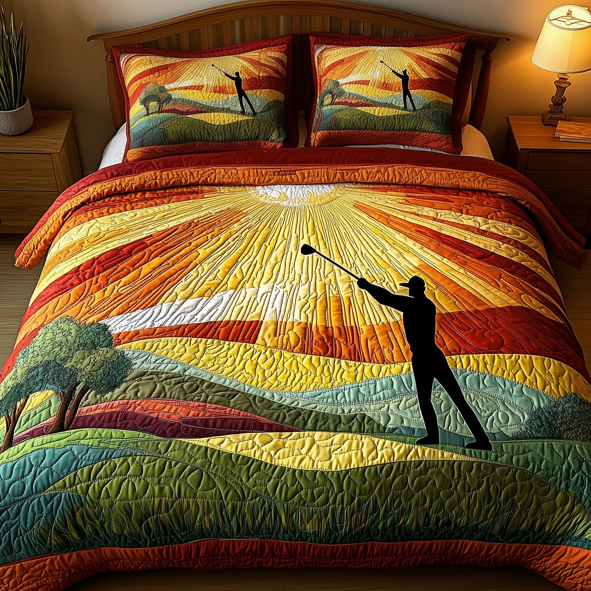 Golfer Dreams Quilted Bedding Set Duvet Cover Merchandise Cool Golf Things
