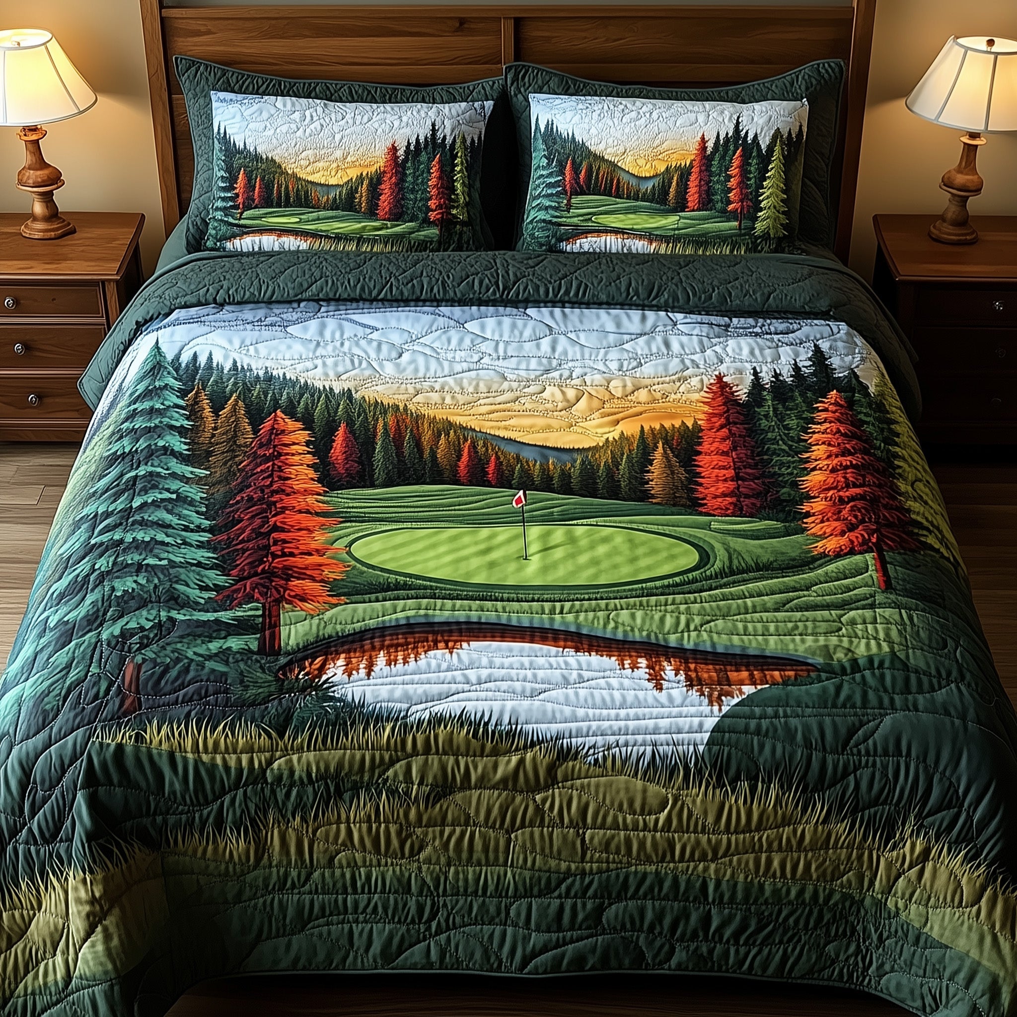 Golfer Dreams Quilted Bedding Set Duvet Cover Merchandise Golf Related Gifts