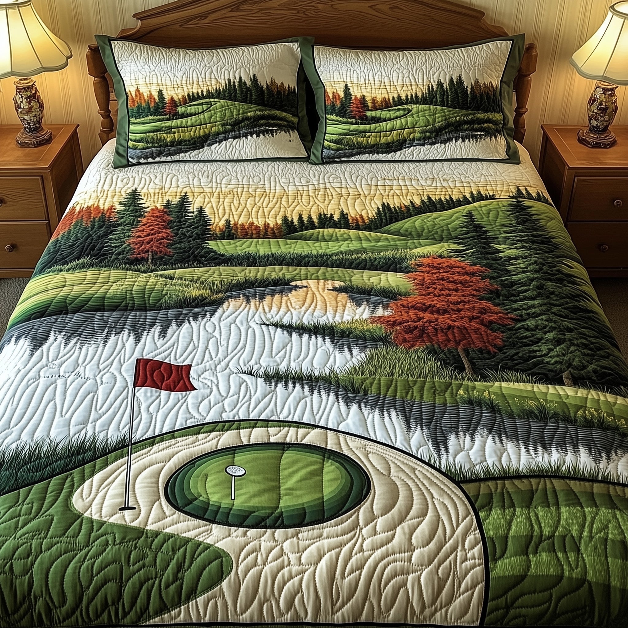 Golfer Dreams Quilted Bedding Set Duvet Cover Merchandise Golf Related Presents