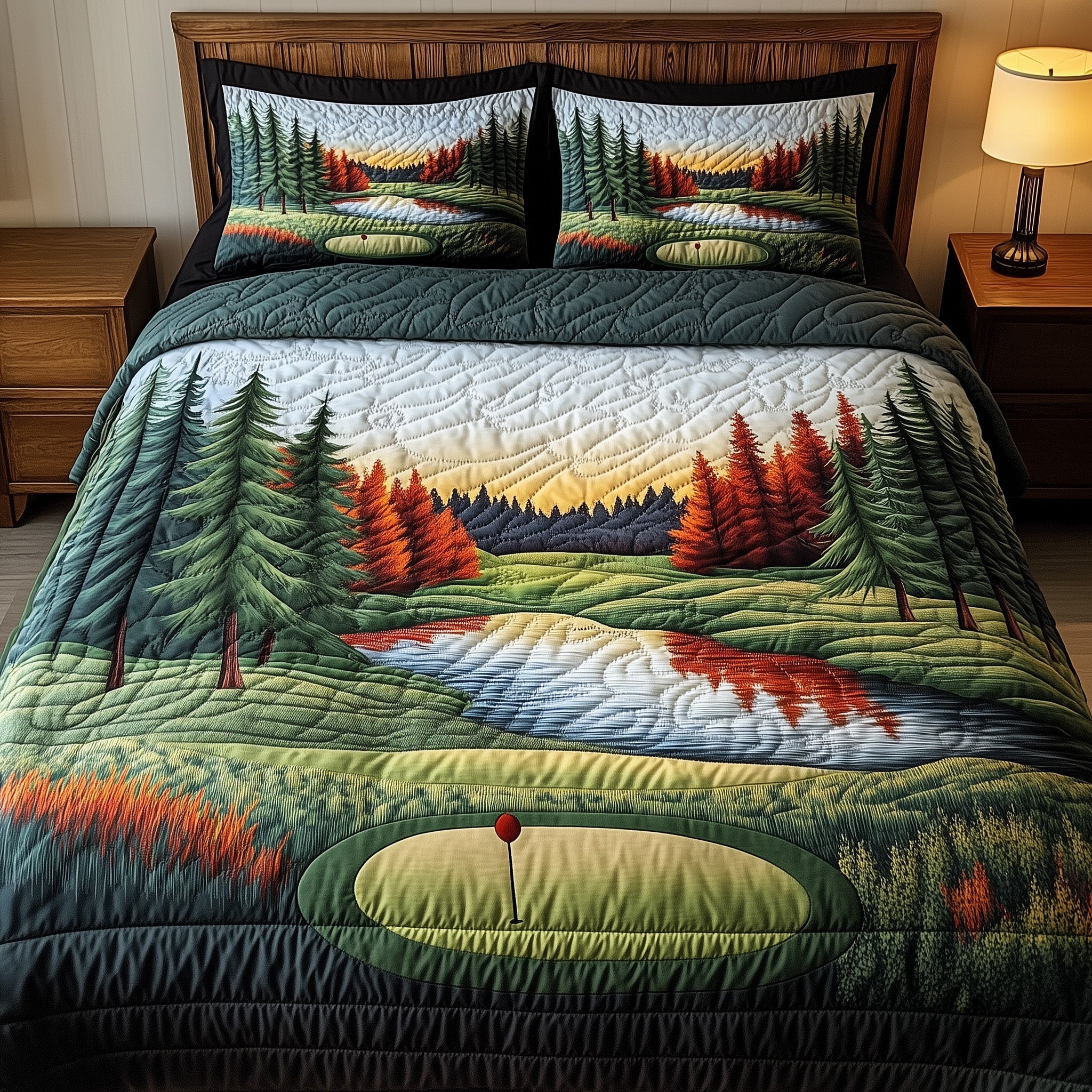 Golfer Dreams Quilted Bedding Set Duvet Cover Merchandise Golf Themed Presents
