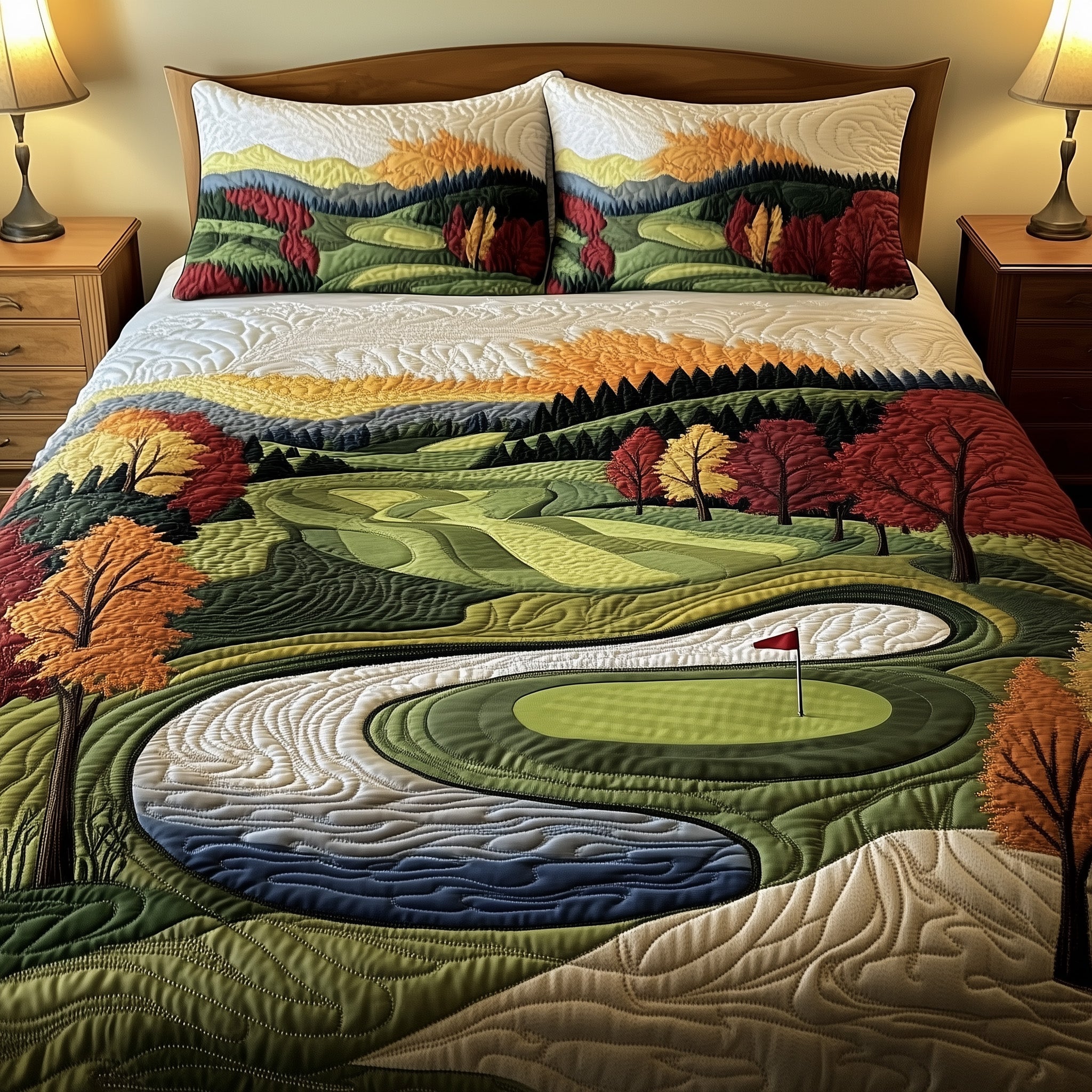Golfer Dreams Quilted Bedding Set Duvet Cover Merchandise Good Golf Presents For Dad