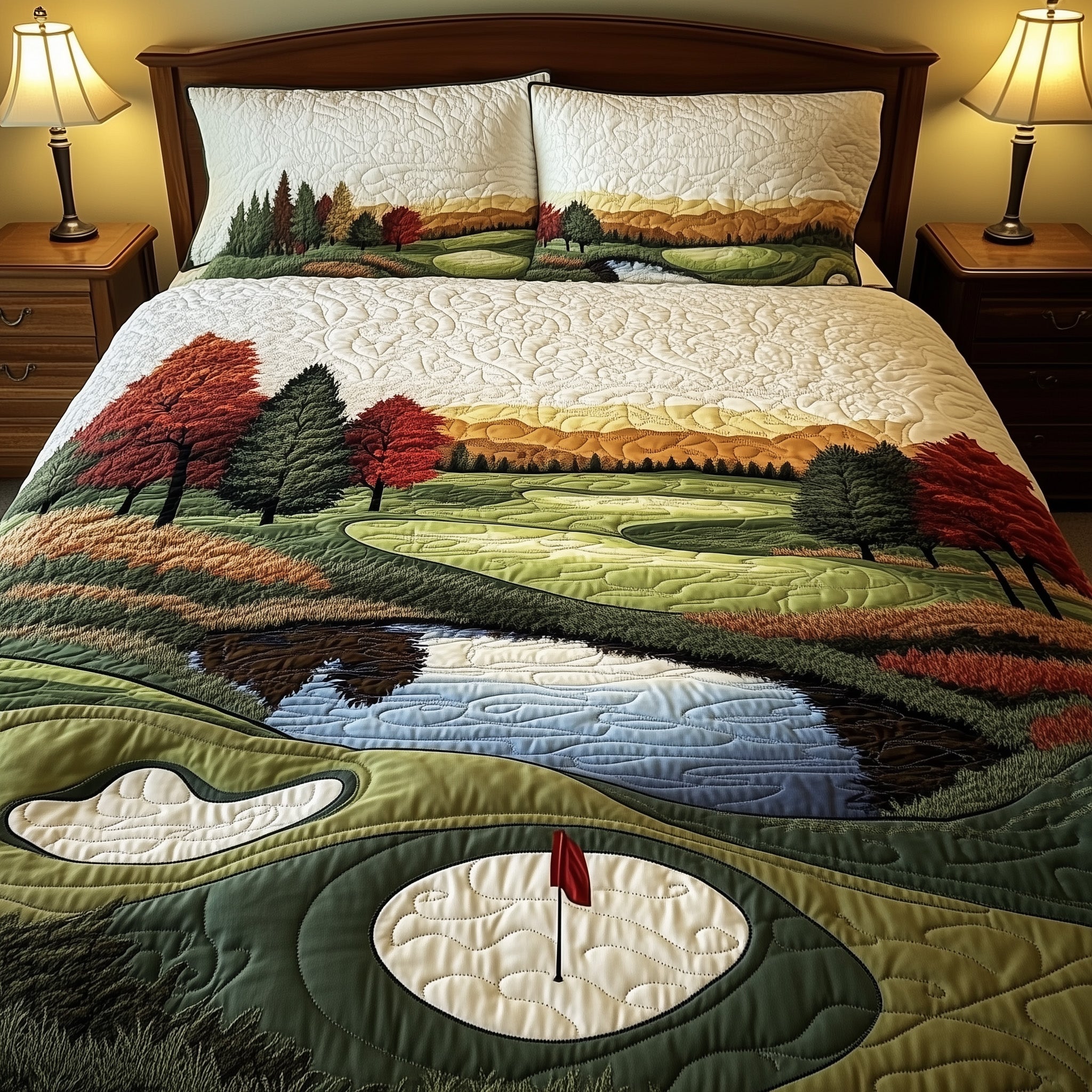 Golfer Dreams Quilted Bedding Set Duvet Cover Merchandise Top Gifts For Golf Lovers