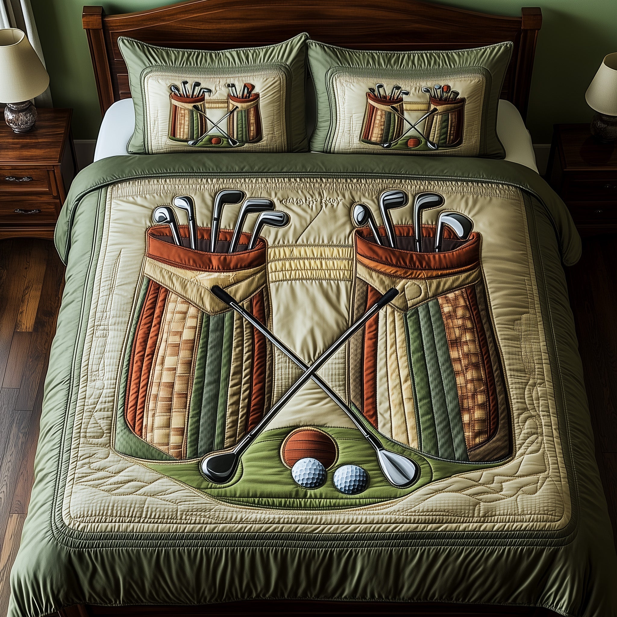 Golfer Dreams Quilted Bedding Set Duvet Cover Merchandise Top Golf Presents
