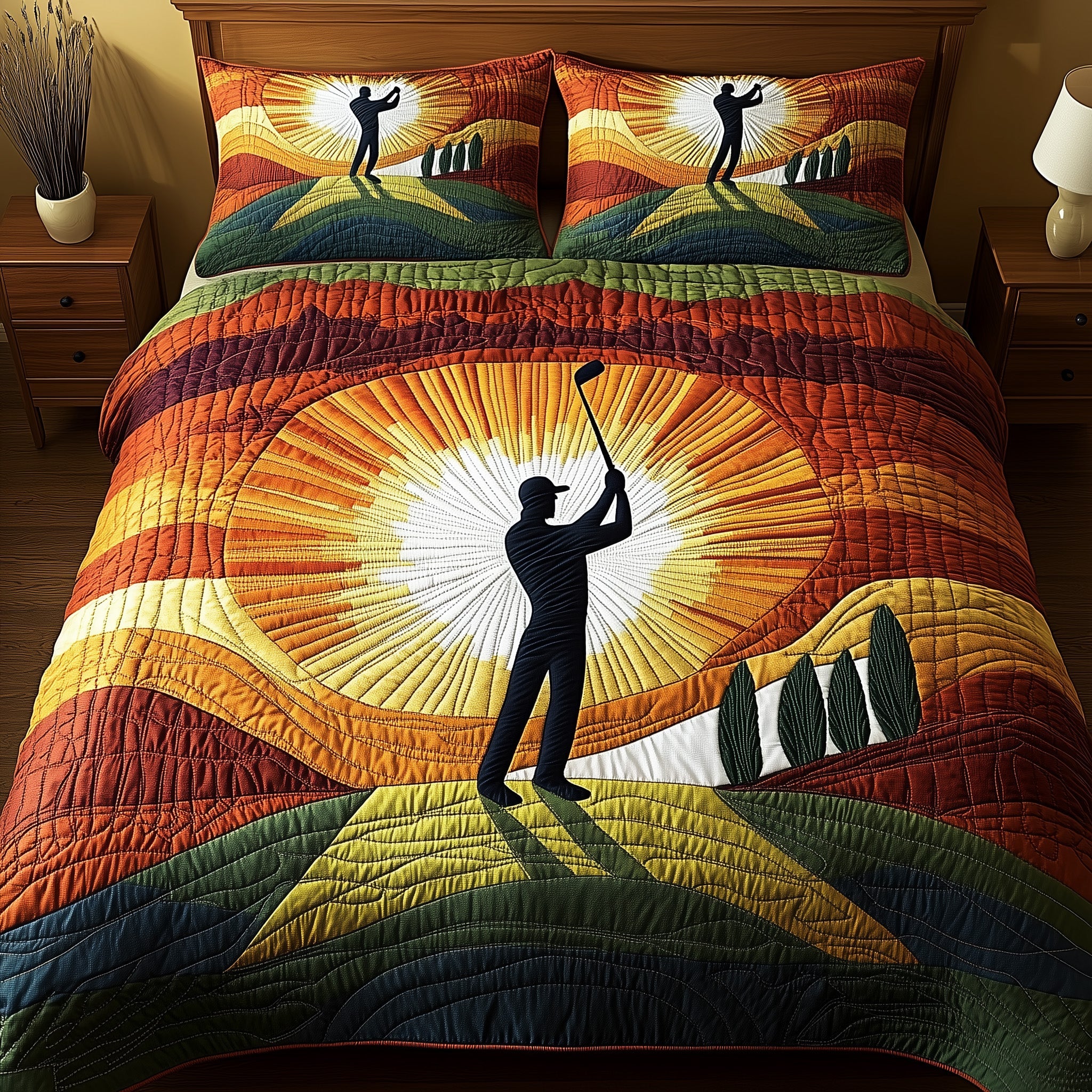 Golfer Dreams Quilted Bedding Set Duvet Cover Merchandise Valentine'S Day Gifts For Golfers