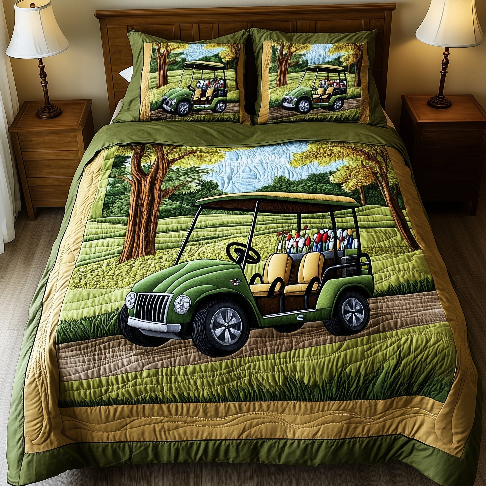Golfer Dreams Quilted Bedding Set Duvet Cover Merchandise Valentines Gifts For Golfers