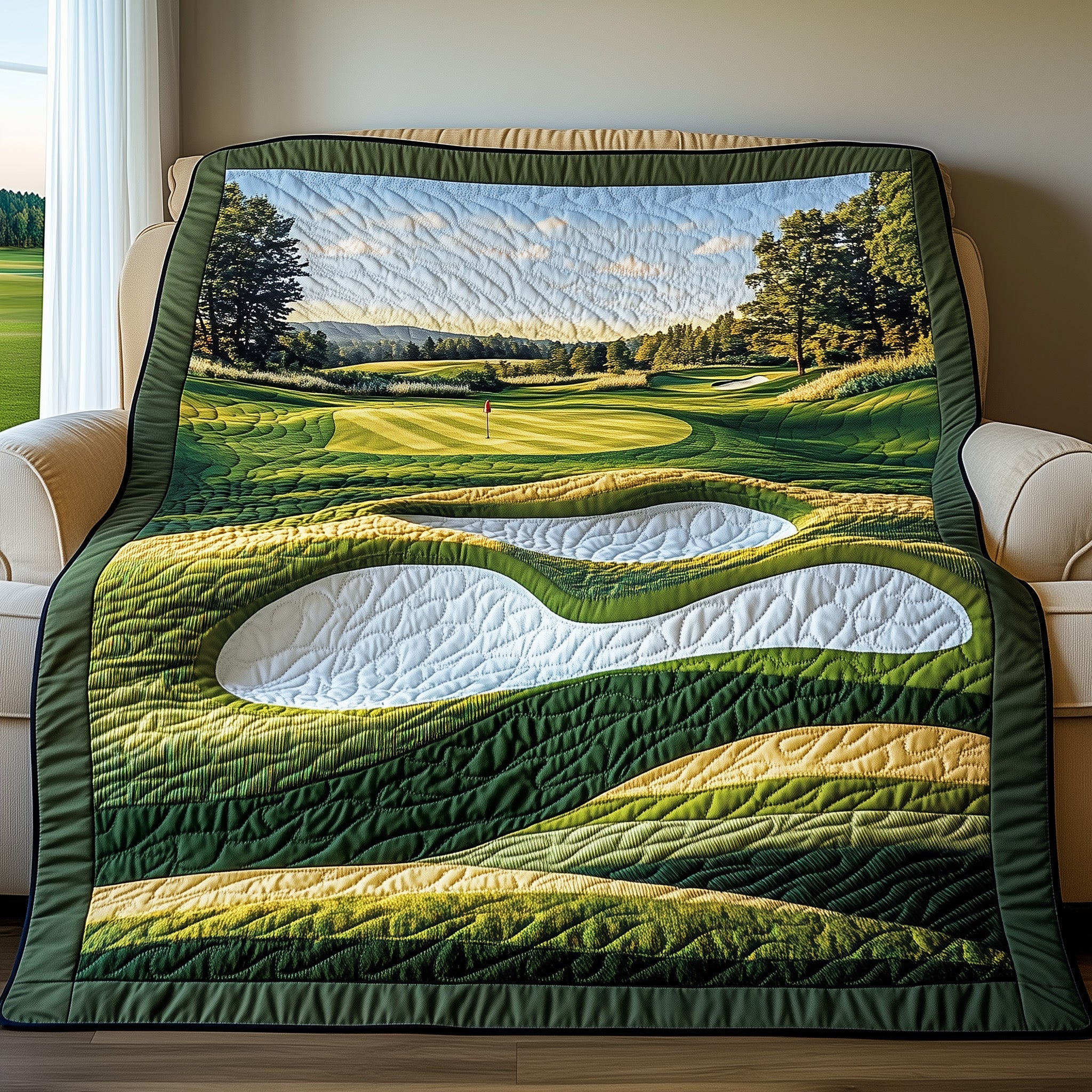 Golfer Dreams Quilted Blanket Quilt Blanket Gift for Family Gatherings
