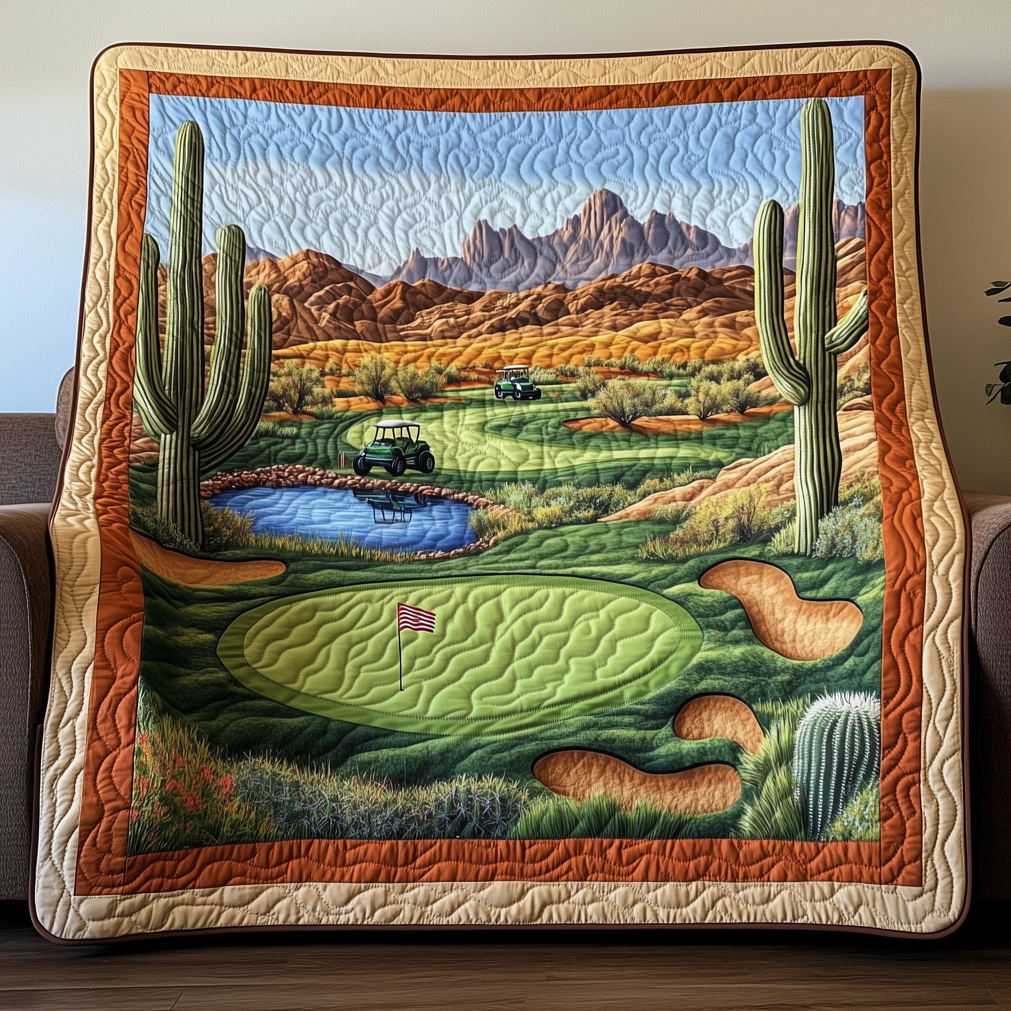 Golfer Dreams Quilted Blanket Quilted Throw Blanket Gift for Home Decor