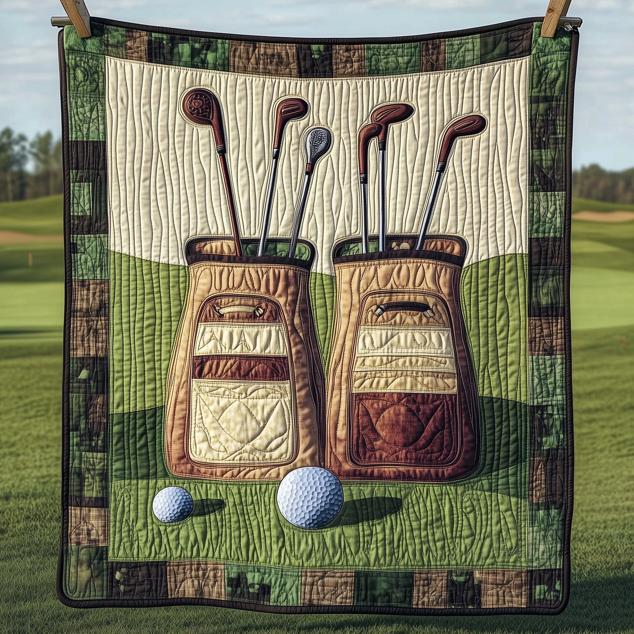 Golfing Classics Quilted Blanket Cute Bed BlanketBest Man Golf Gifts