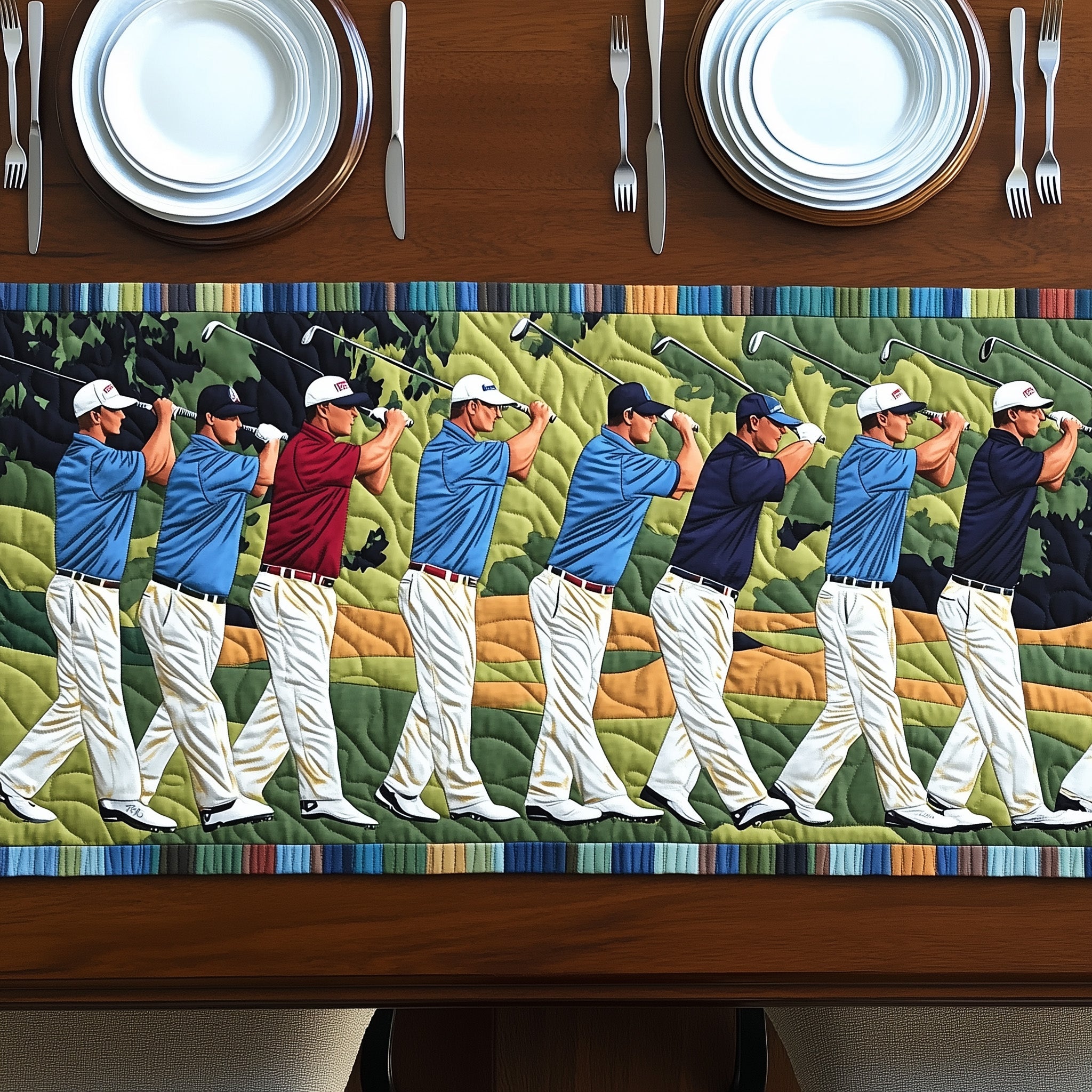 Golfing Classics Quilted Table Runner Elegant Christmas Table Runner