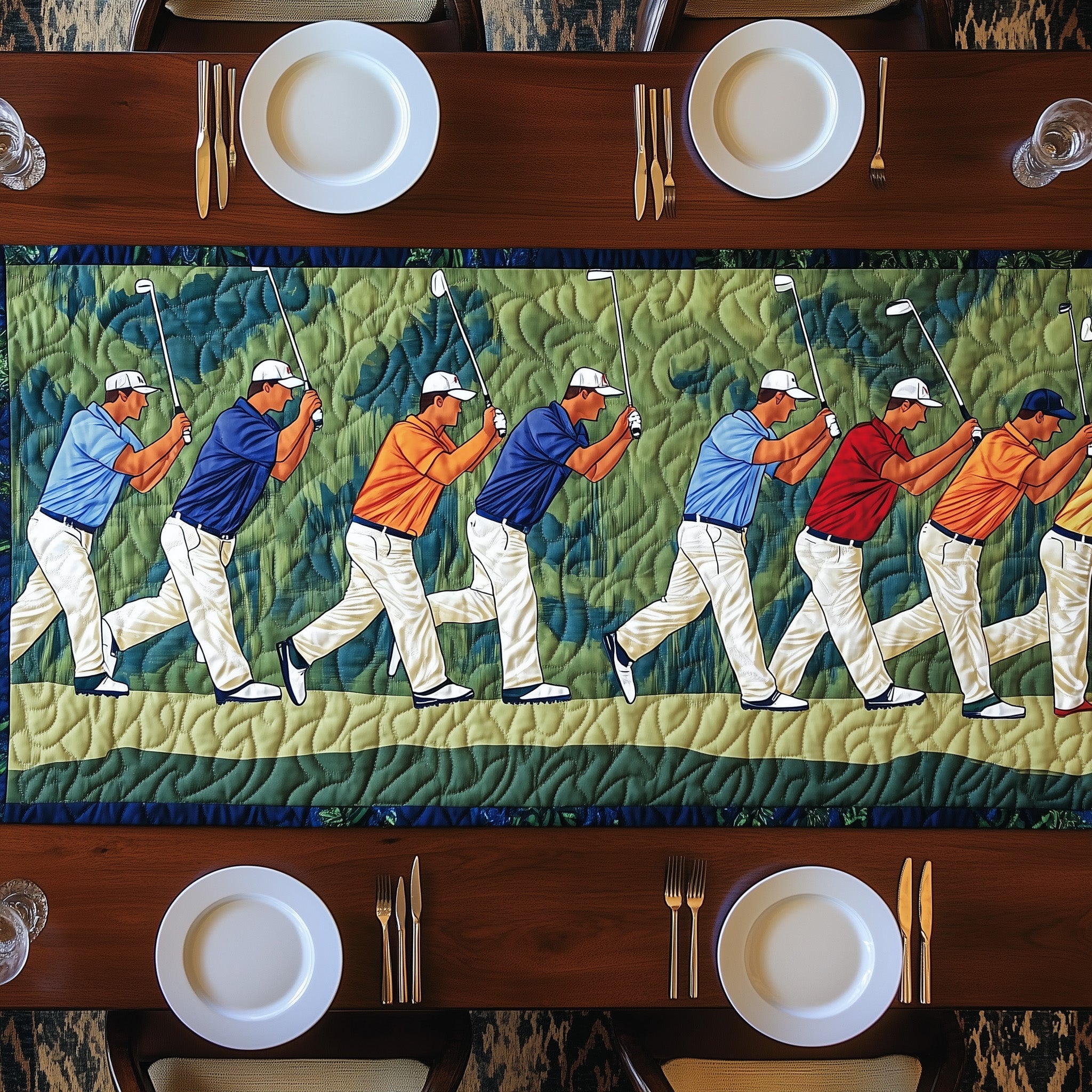 Golfing Classics Quilted Table Runner Holiday Dinner Table Runner