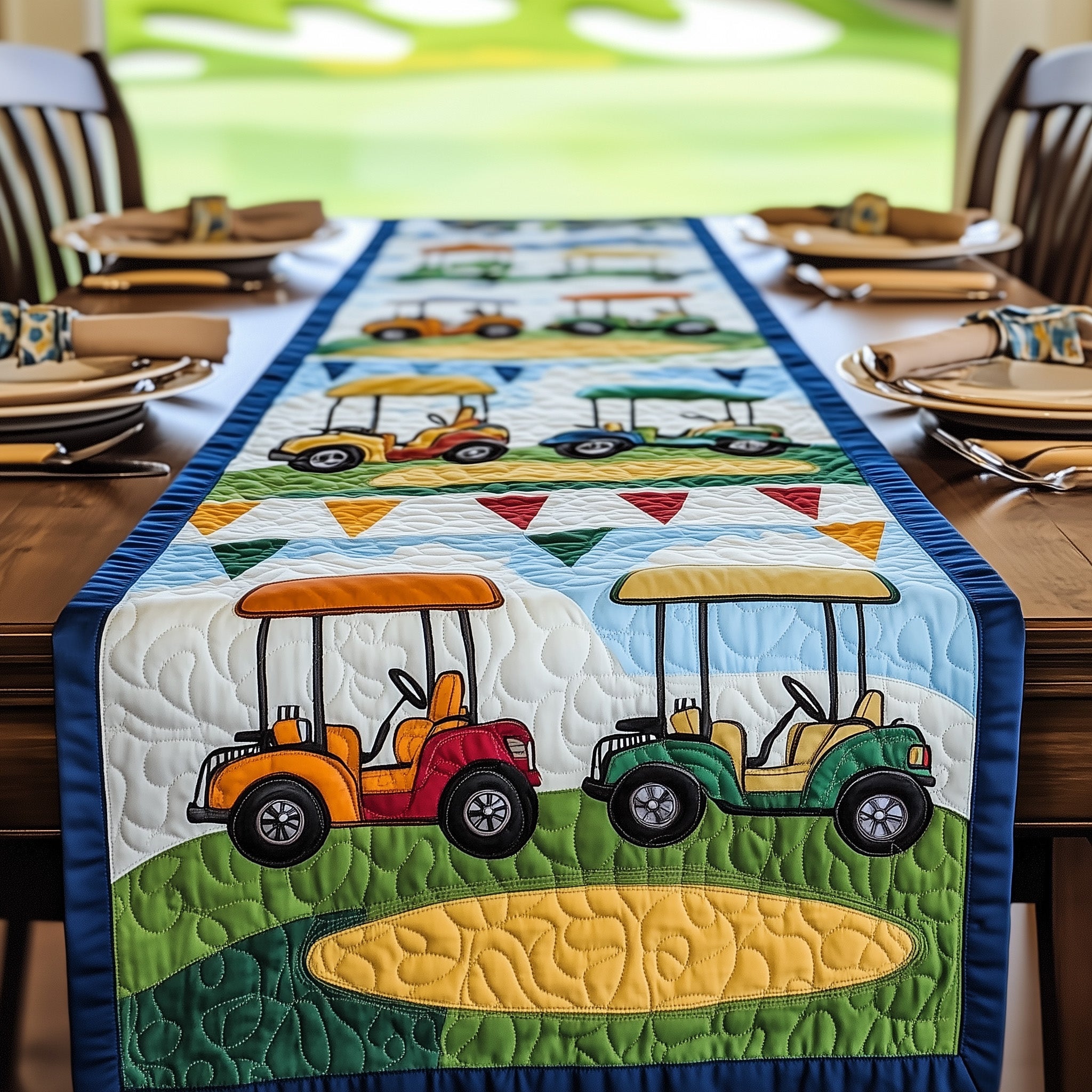 Golfing Classics Quilted Table Runner Holiday Table Runner Gift Idea