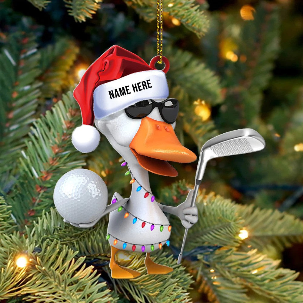 Golfing Duck  Personalized Christmas Ornament Christmas Gift For Golfer