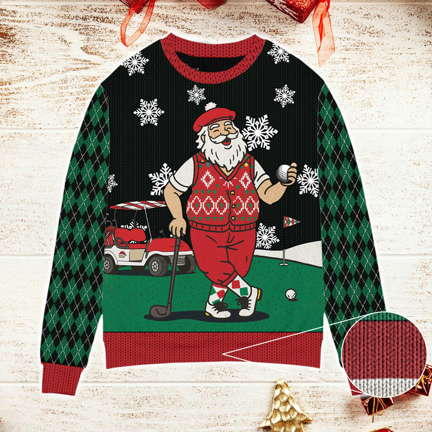 Golfing Santa Claus Ugly Christmas Sweater Sport Themed Golf Player Christmas Presents