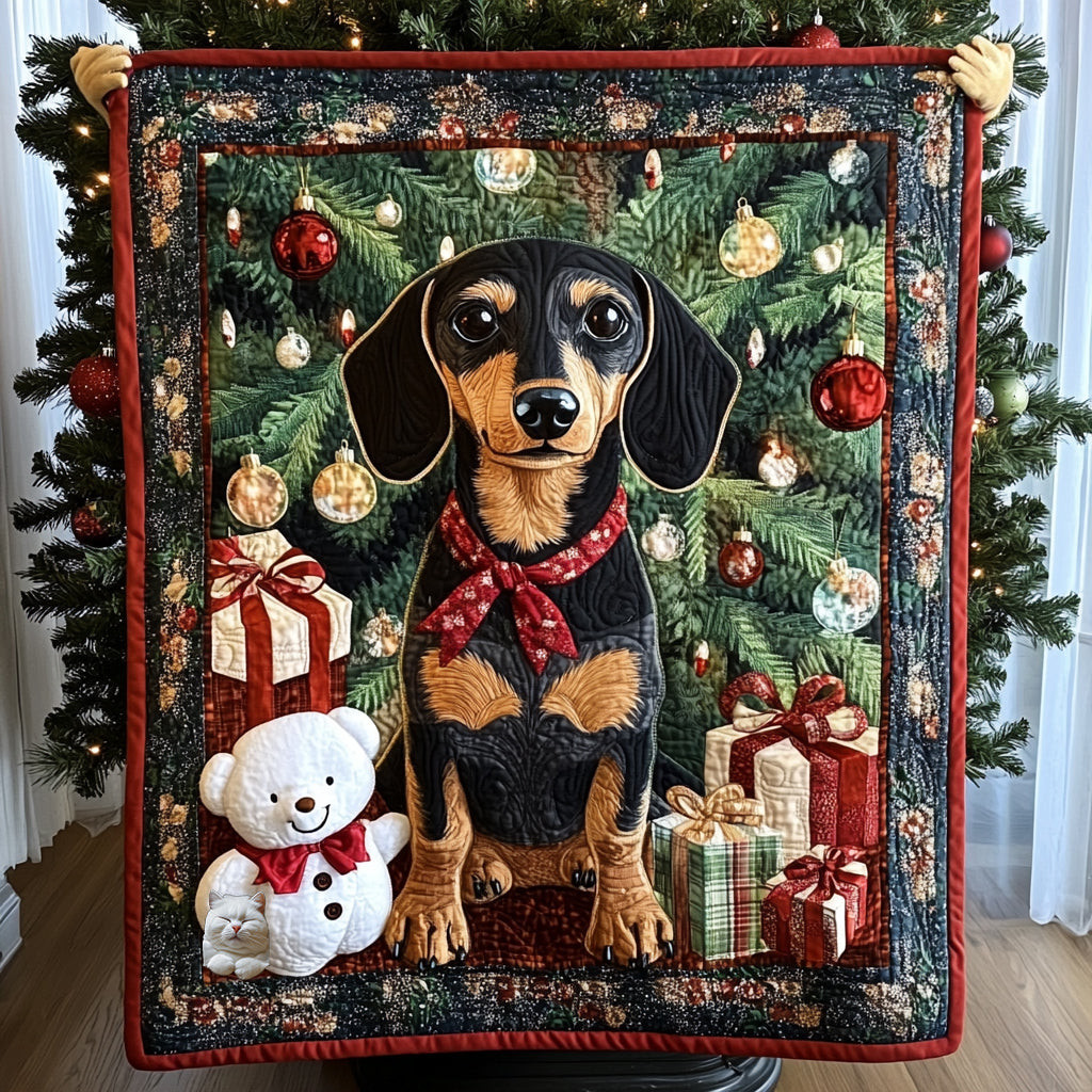 Good Boy Dachshund Holiday Xmas Quilt Blanket Best Christmas Gifts For Mom