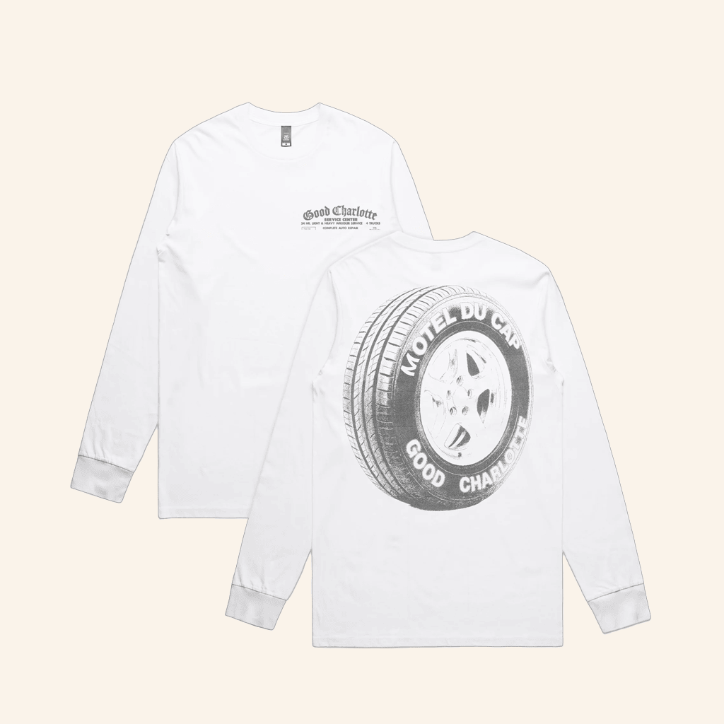 Good Charlotte Merch Motel Du Cap Service Center Tire Long Sleeve T-Shirt Presents For Boyfriend Good Charlotte Merch Motel Du Cap Service Center Tire Long Sleeve T-Shirt Presents For Boyfriend