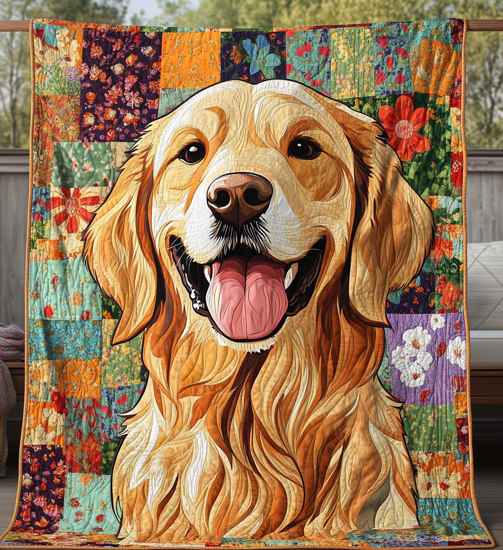 Good Golden Retriever Quilted Blanket Gifts For Golden Retriever Lovers