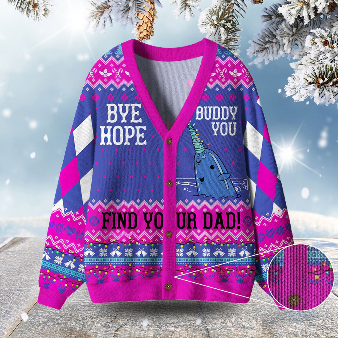 Good Luck Buddy Whale Ugly Cardigan Sweaters Xmas Party Clothes Christmas Present Ideas