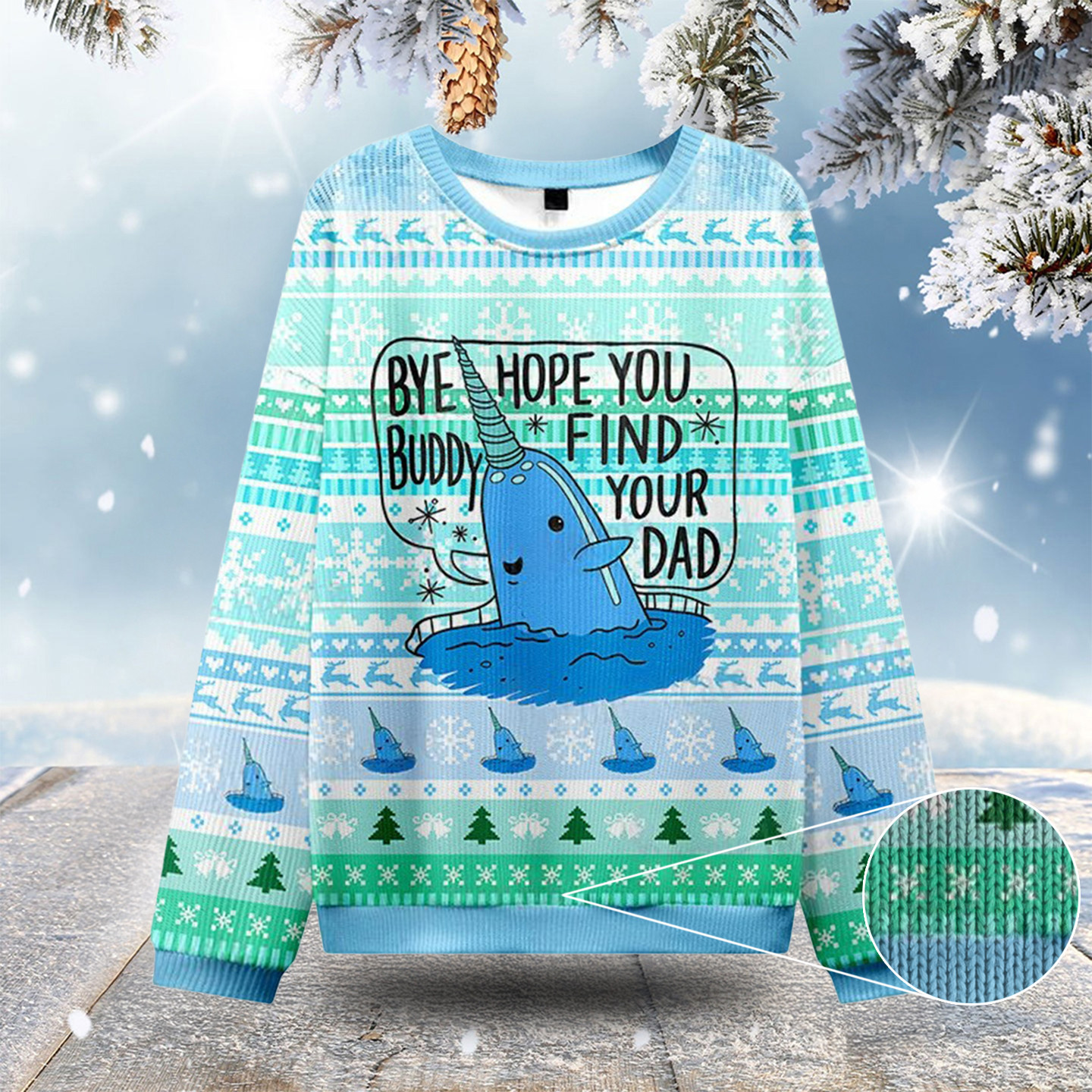 Good Luck Buddy Whale Ugly Christmas Sweatshirts Cute Christmas Sweaters Best Friend Gifts