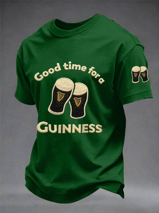 Good Time For A Guinness Graphic T-Shirt St Patrick's Day Irish Green Beer Funny Party Merch