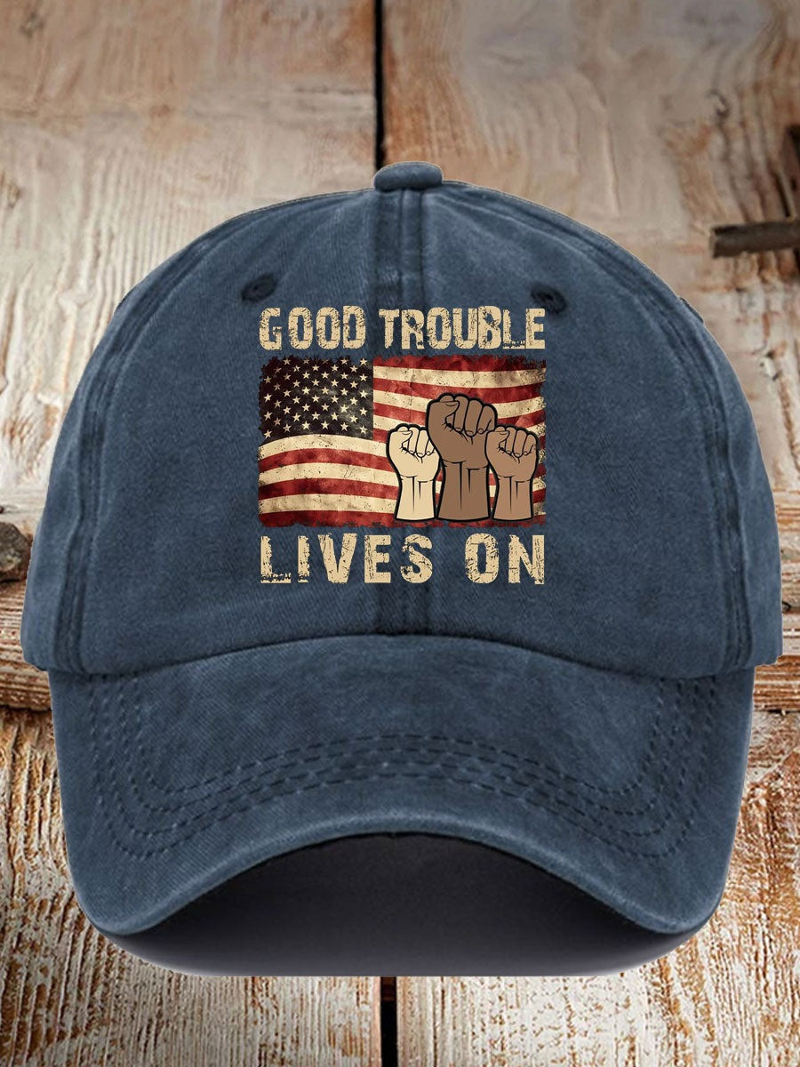 Good Trouble Lives On Print Hat 8647 FDT Hat Gift Ideas For Boyfriend