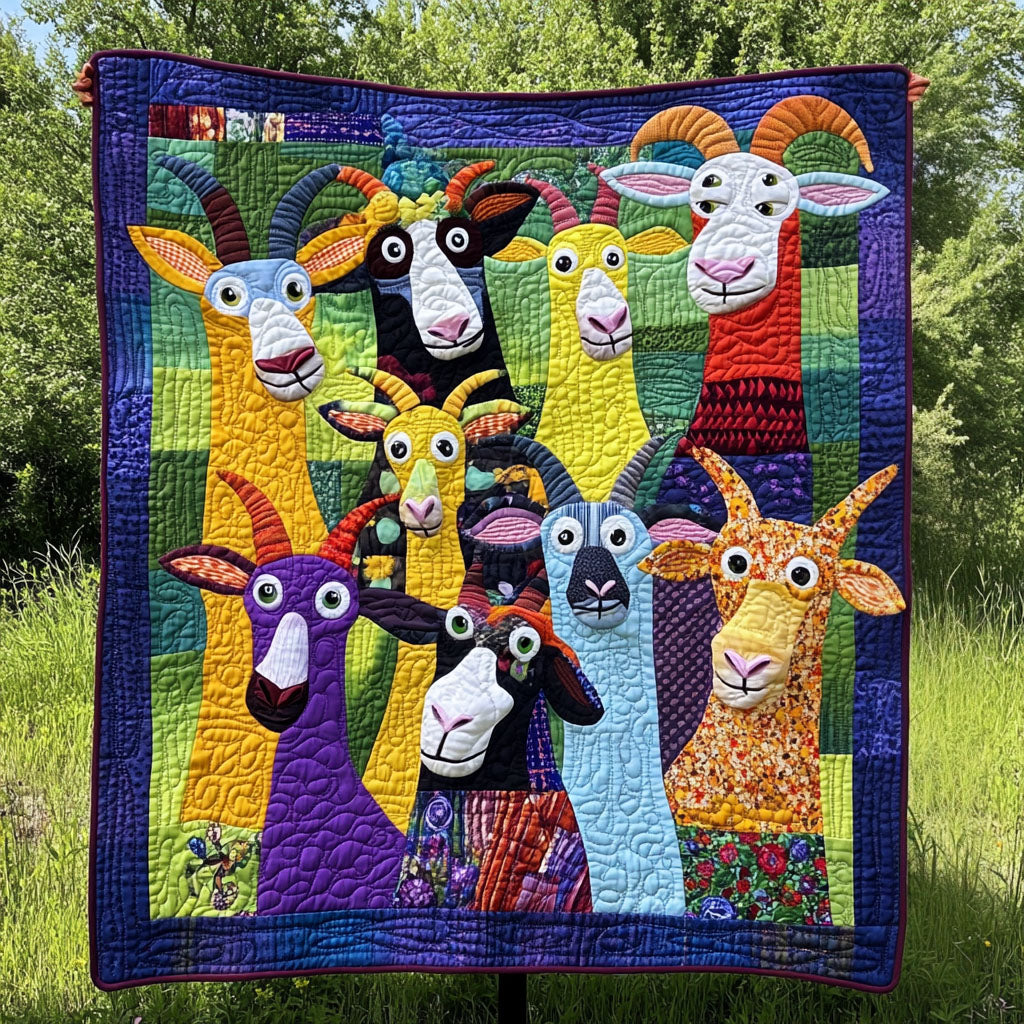 Goofy Grazers Quilted Blanket Winter Decor Blanket Goat Gifts For Goat Lovers