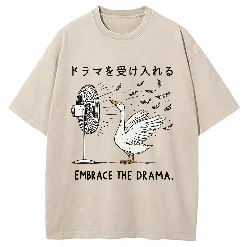 Goose Blowing Electric Fan Washed T-Shirt Funny Quote Unisex Shirt Gifts For Her