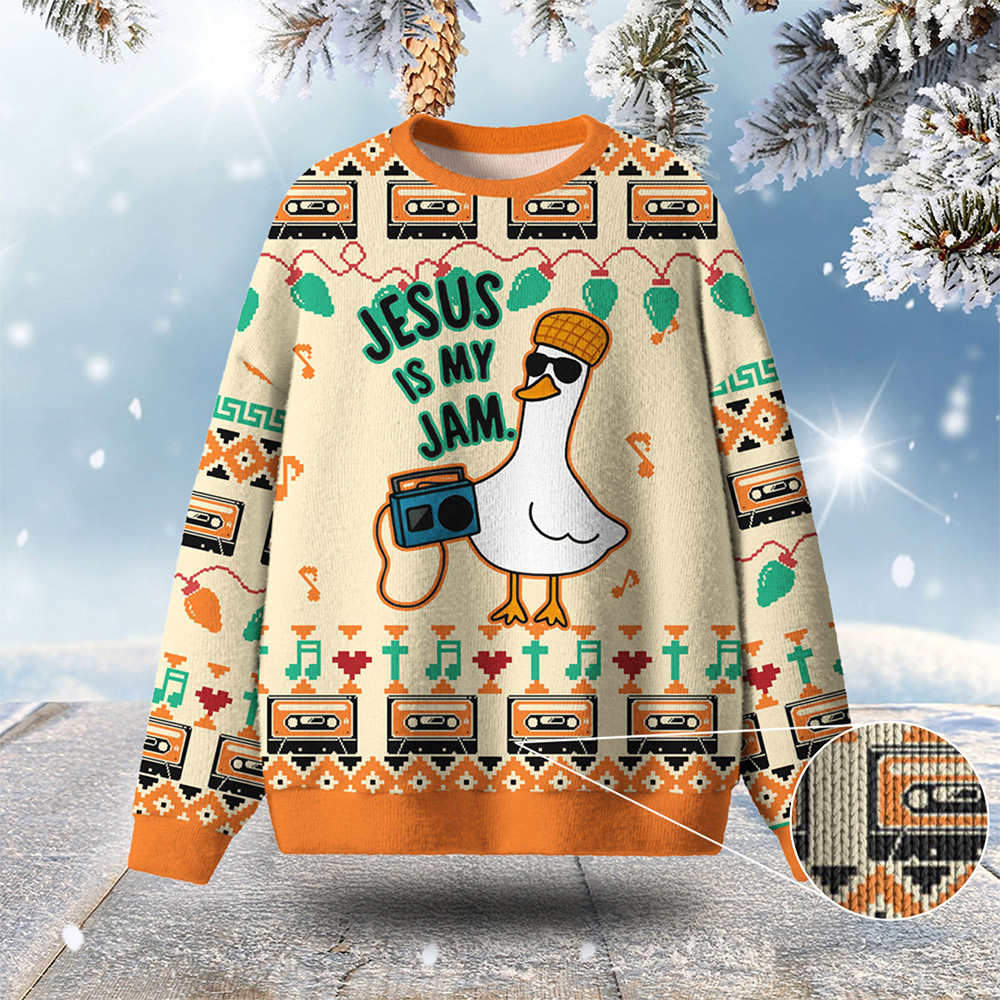 Goose Jesus Is My Jam Ugly Christmas Sweater Holiday Wear Christmas Gifts For Goose Lovers