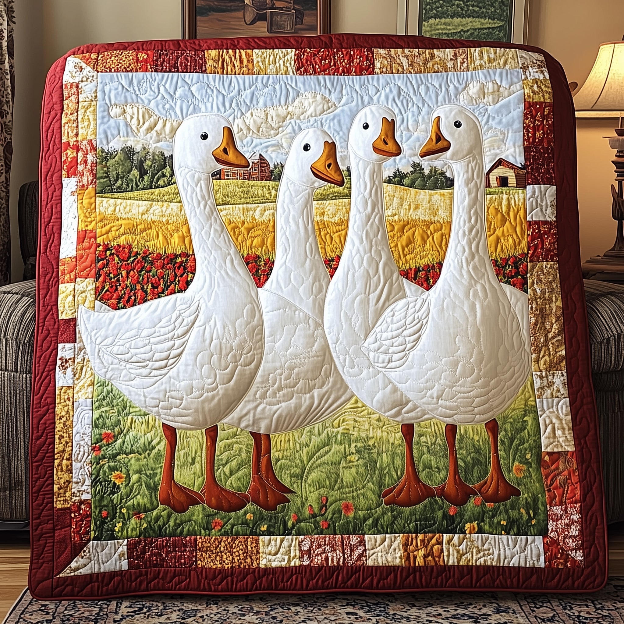 Goose Meadow Quilted Blanket Cute Bed BlanketChristmas Present For Brother In Law